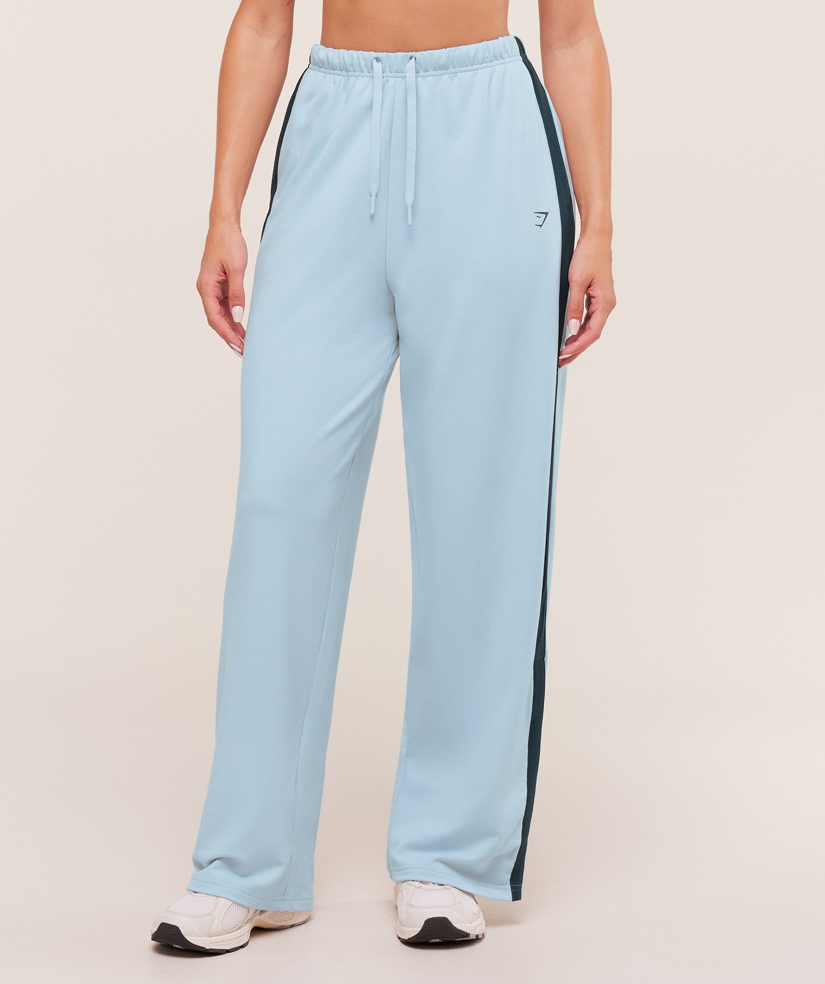 Gymshark Retro Stripe Snap Pant - Smoke Blue/Deep Petrol Blue