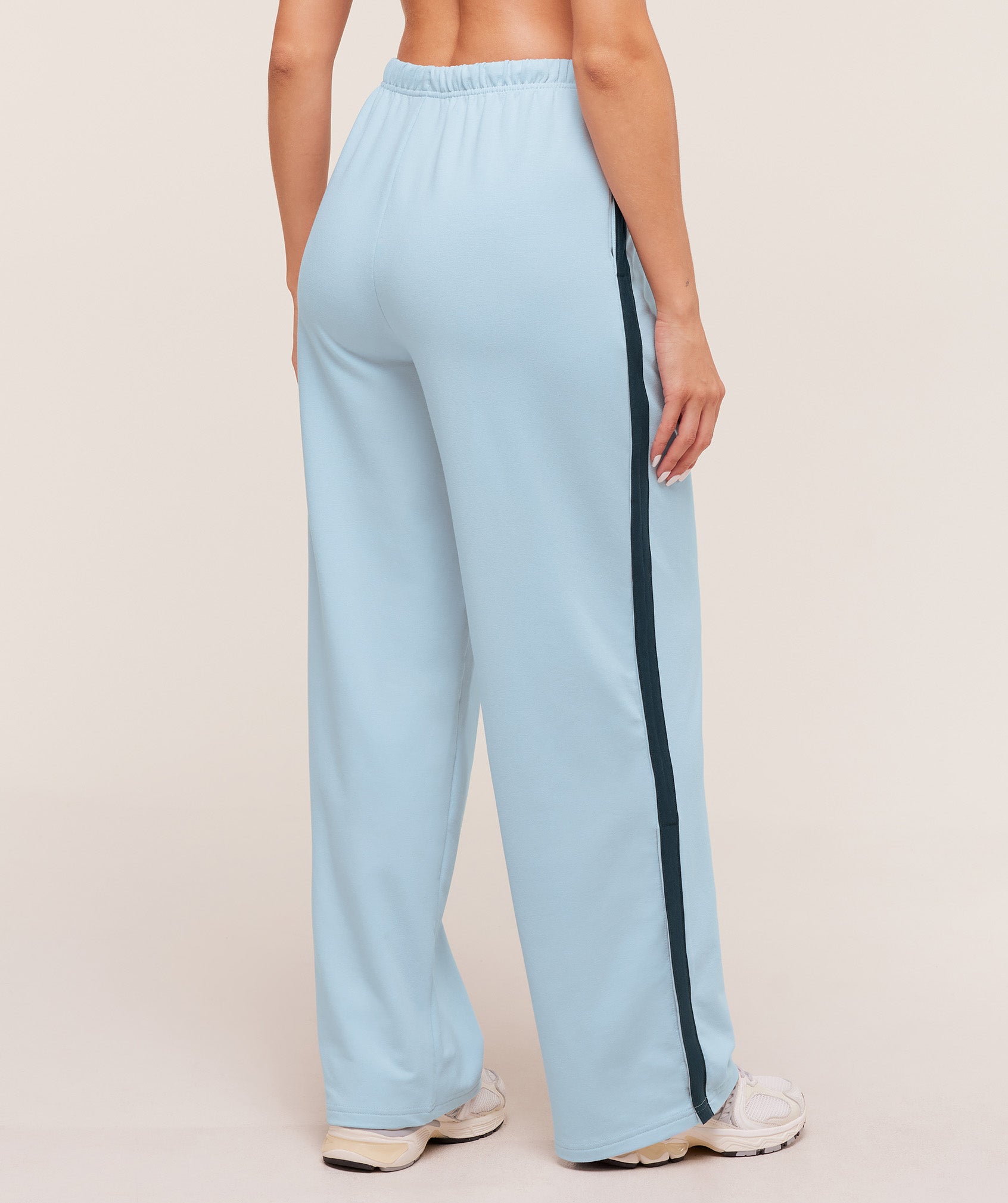 Gymshark Retro Stripe Snap Pant - Smoke Blue/Deep Petrol Blue
