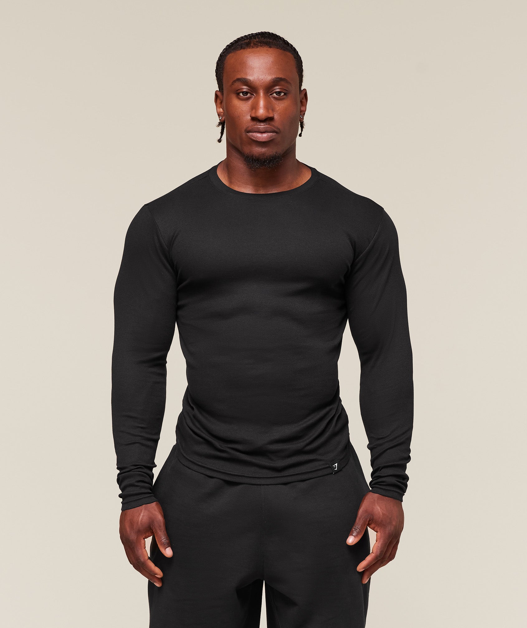 Gymshark Ribbed Long Sleeve T-Shirt - Black