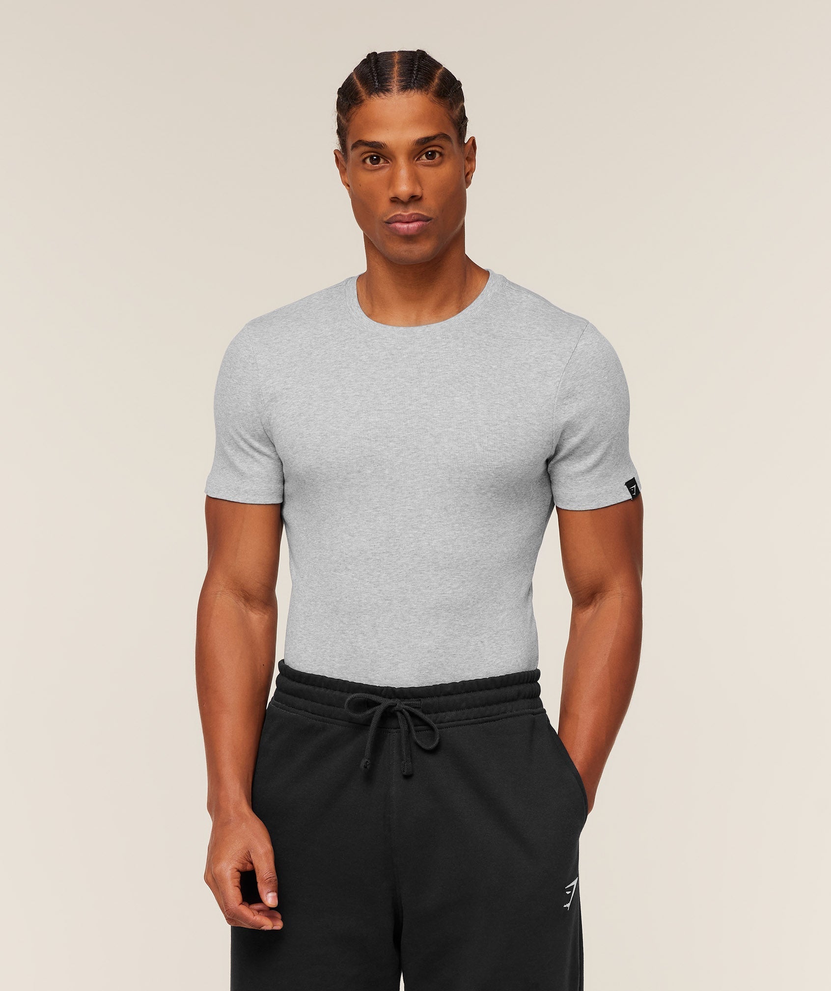 Gymshark Ribbed T-Shirt - Light Grey Core Marl