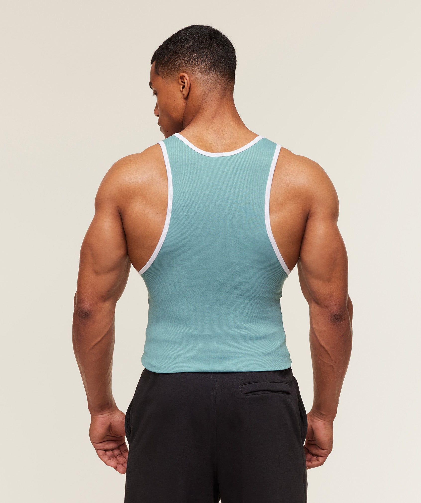 Gymshark Ribbed Tank 1PK - Bench Blue/White