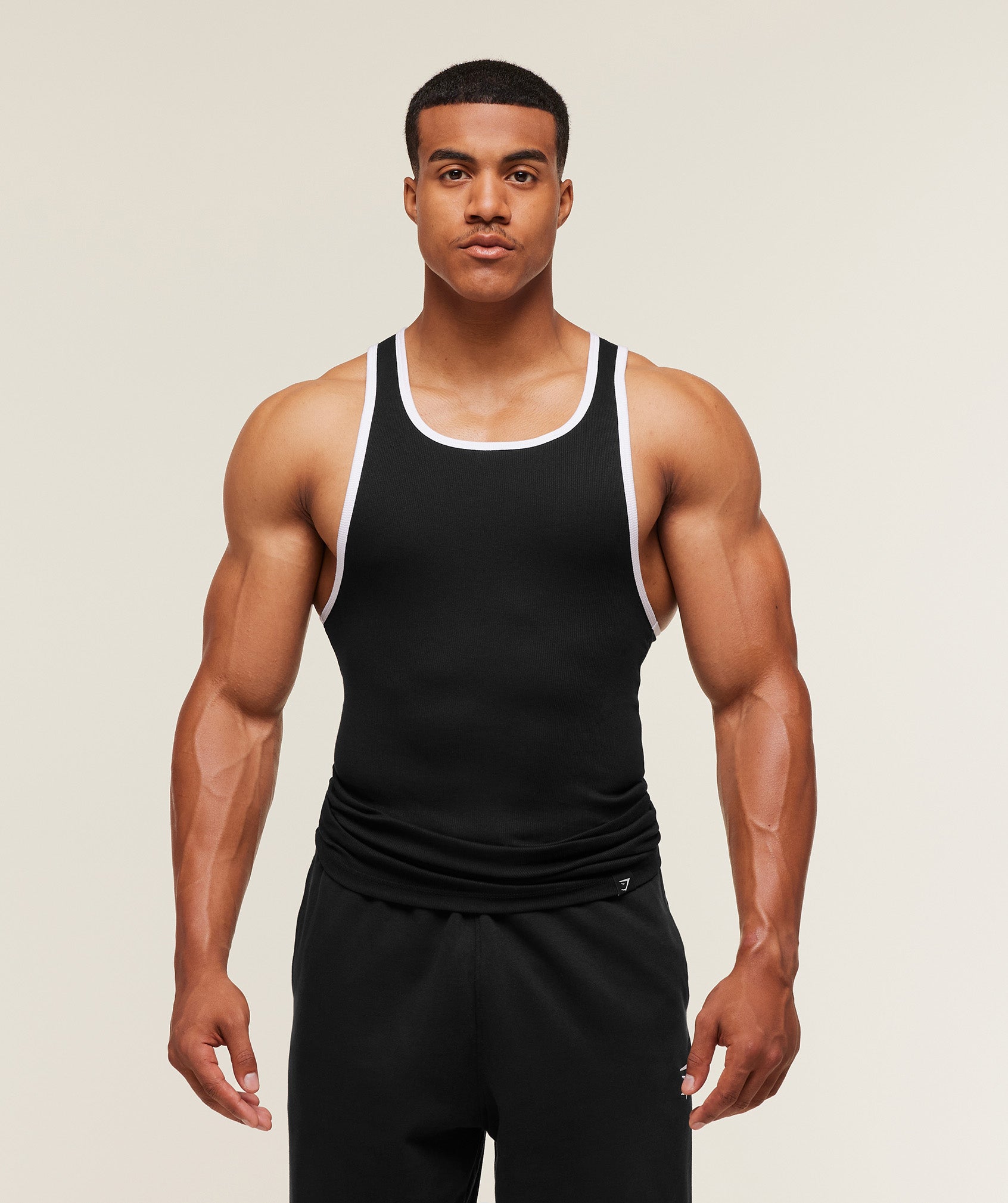 Gymshark Ribbed Tank 1PK - Black/White