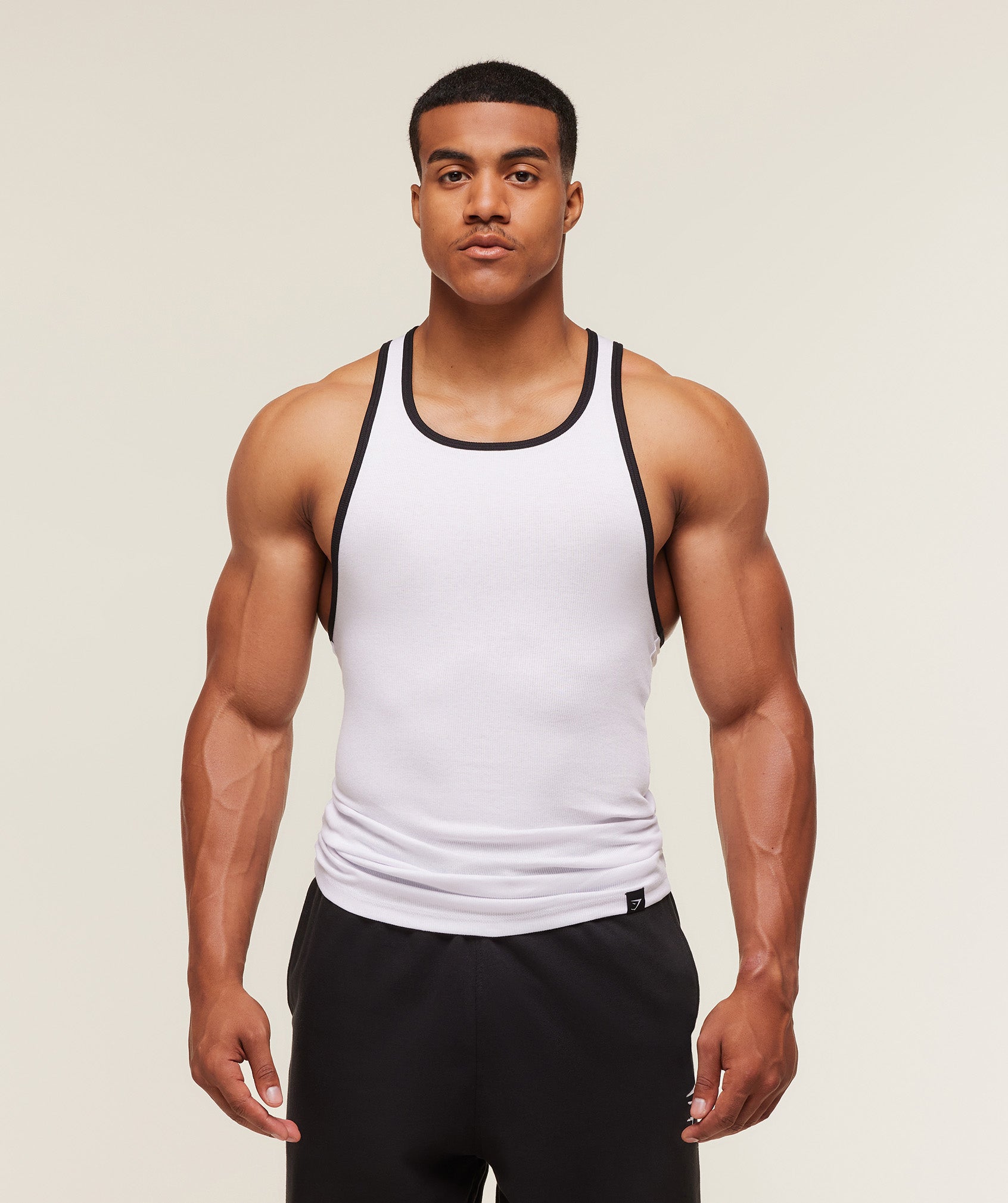 Gymshark Ribbed Tank 1PK - White/Black