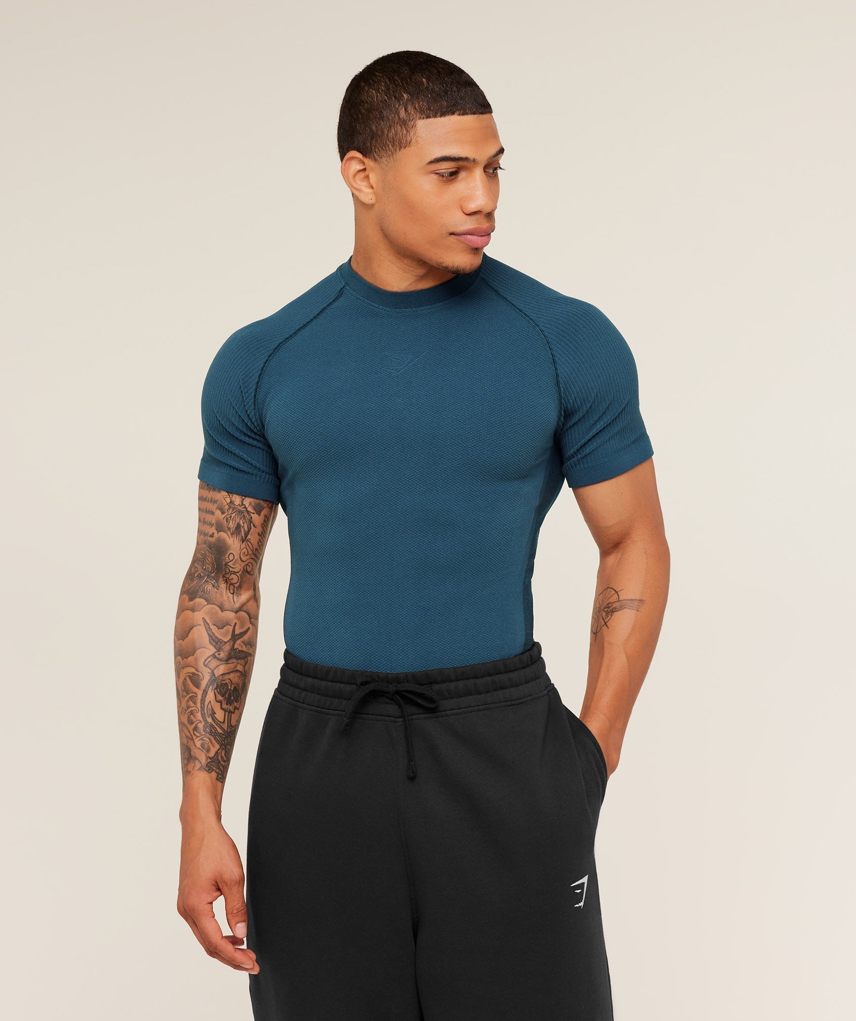 Gymshark Physique T-Shirt - GS Stealth Blue/GS Deep Petrol Blue