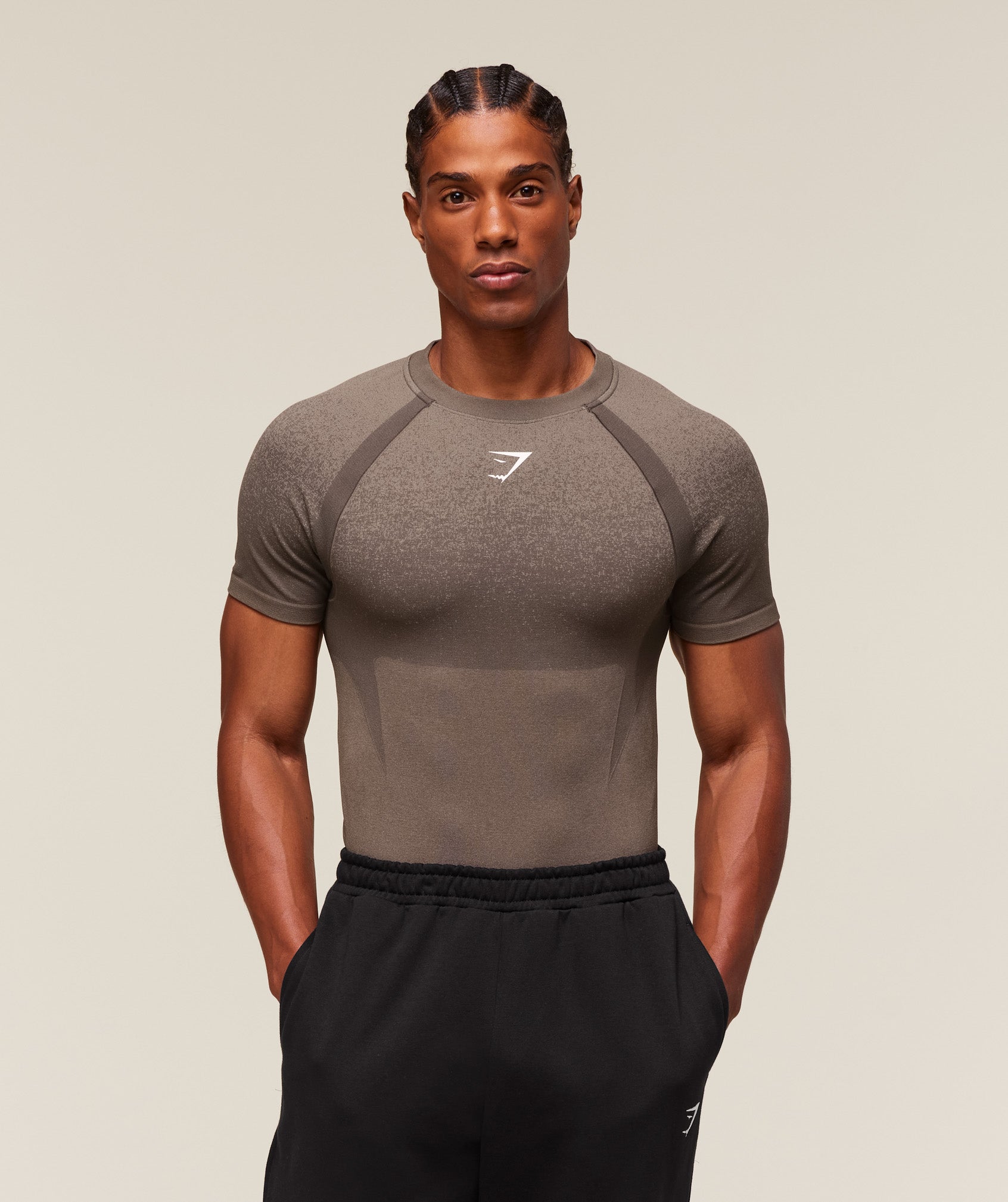 Gymshark Shadow Seamless T Shirt - Camo Brown