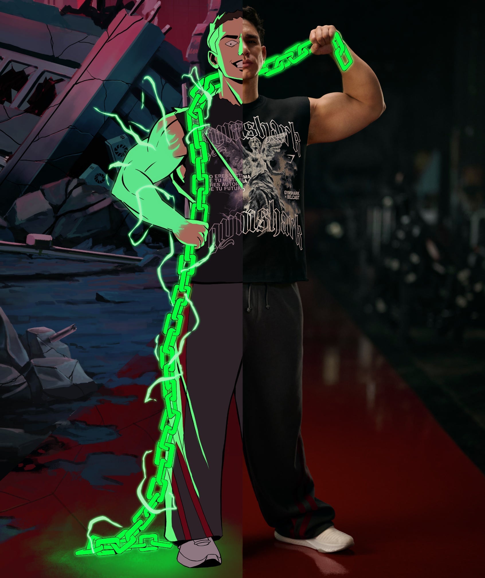 Gymshark x Carlos Belcast Cut off Tee - GS Black