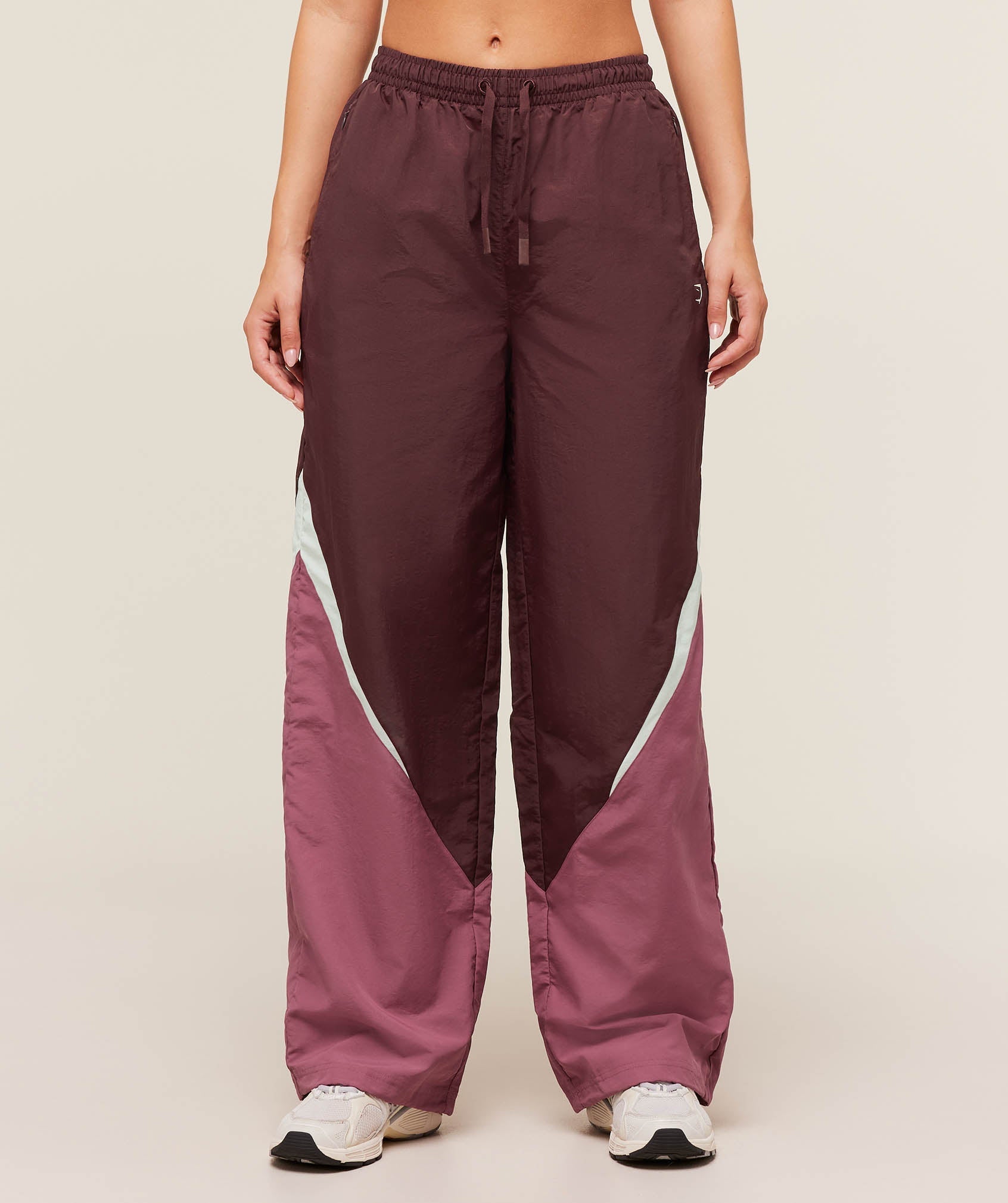 Gymshark Contrast Track Pant - Rich Maroon/Reset Pink/Oat White