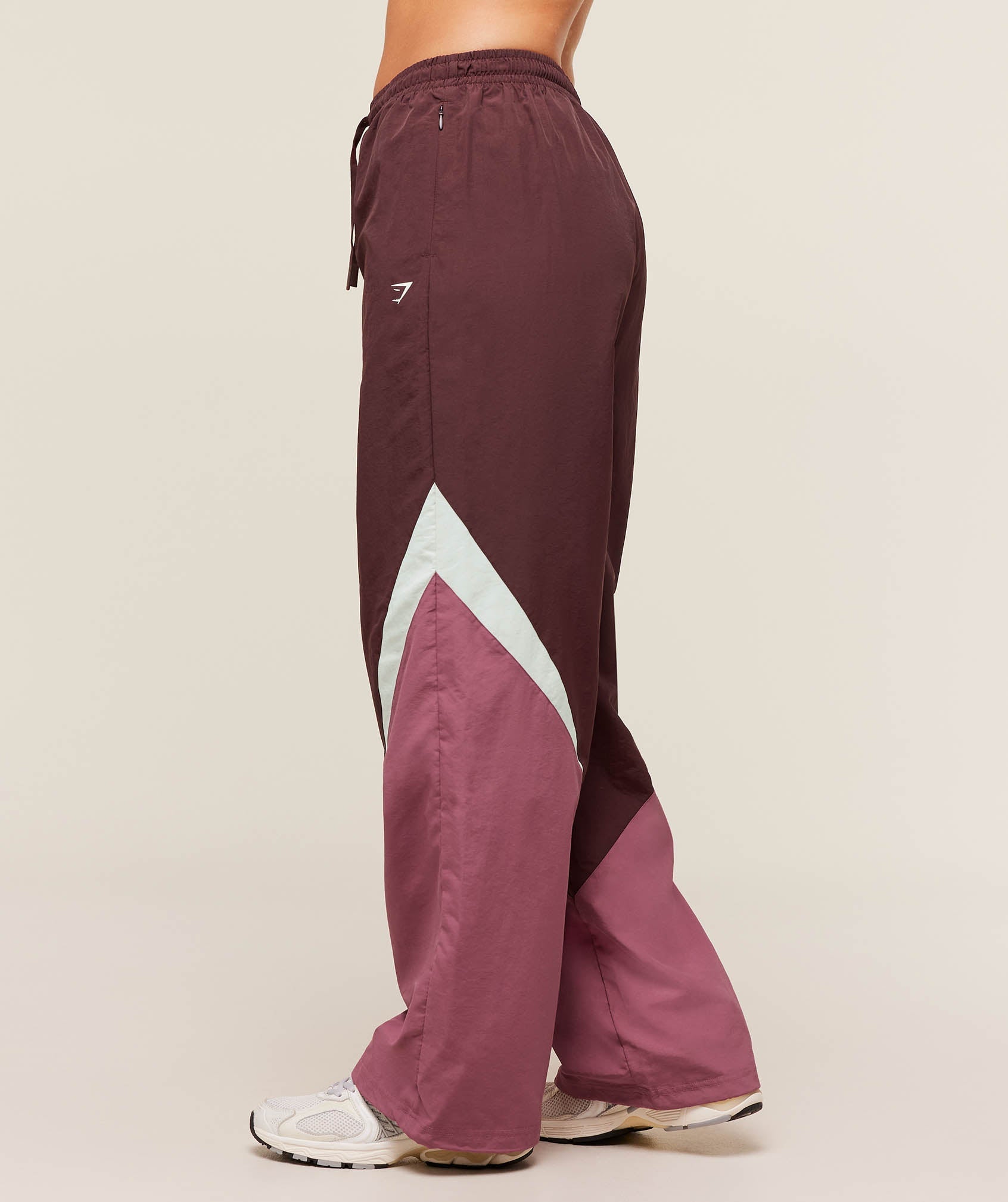 Gymshark Contrast Track Pant - Rich Maroon/Reset Pink/Oat White