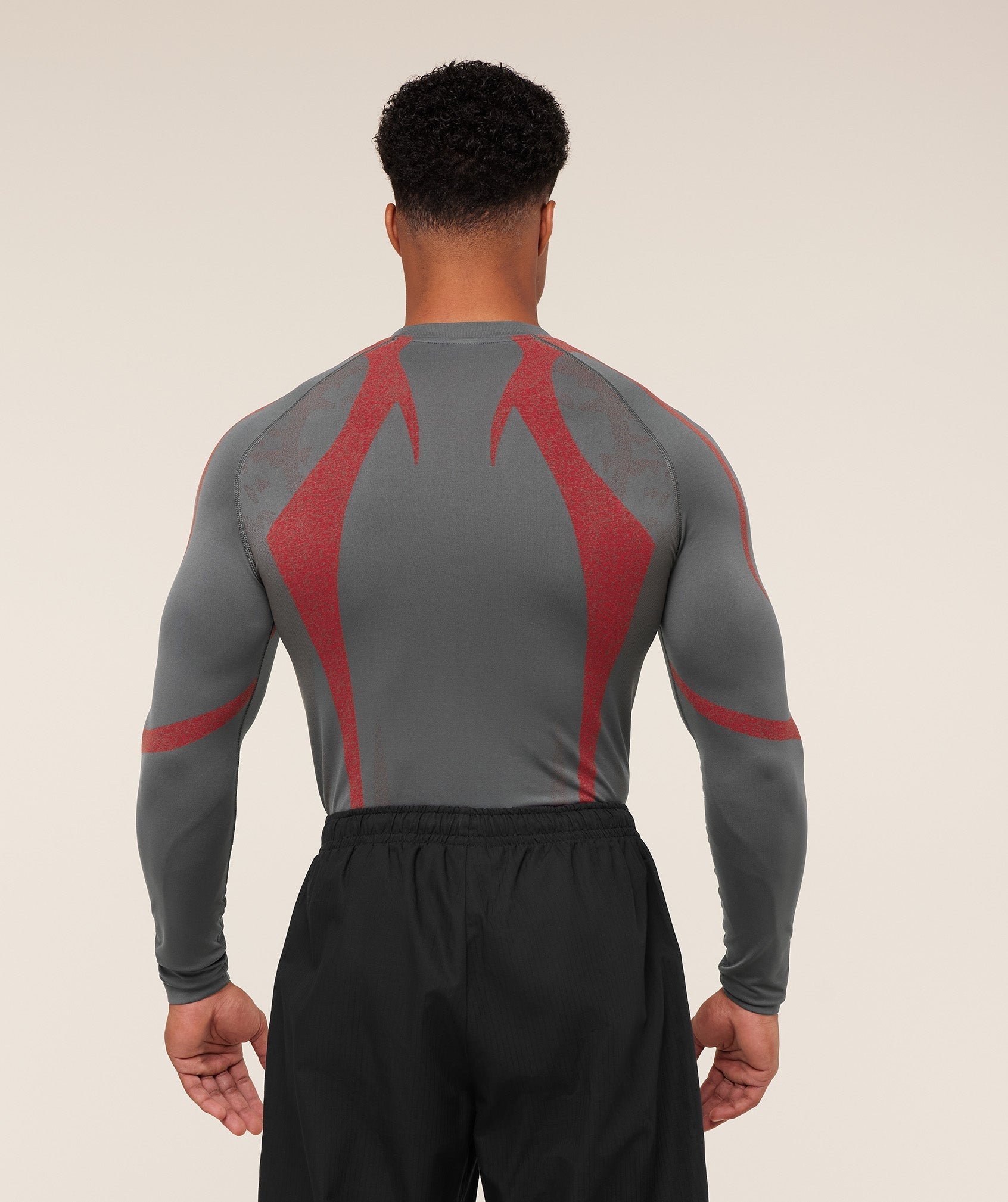 Gymshark Storm Seamless Long Sleeve T-Shirt - GS Dark Grey/GS Zesty Red