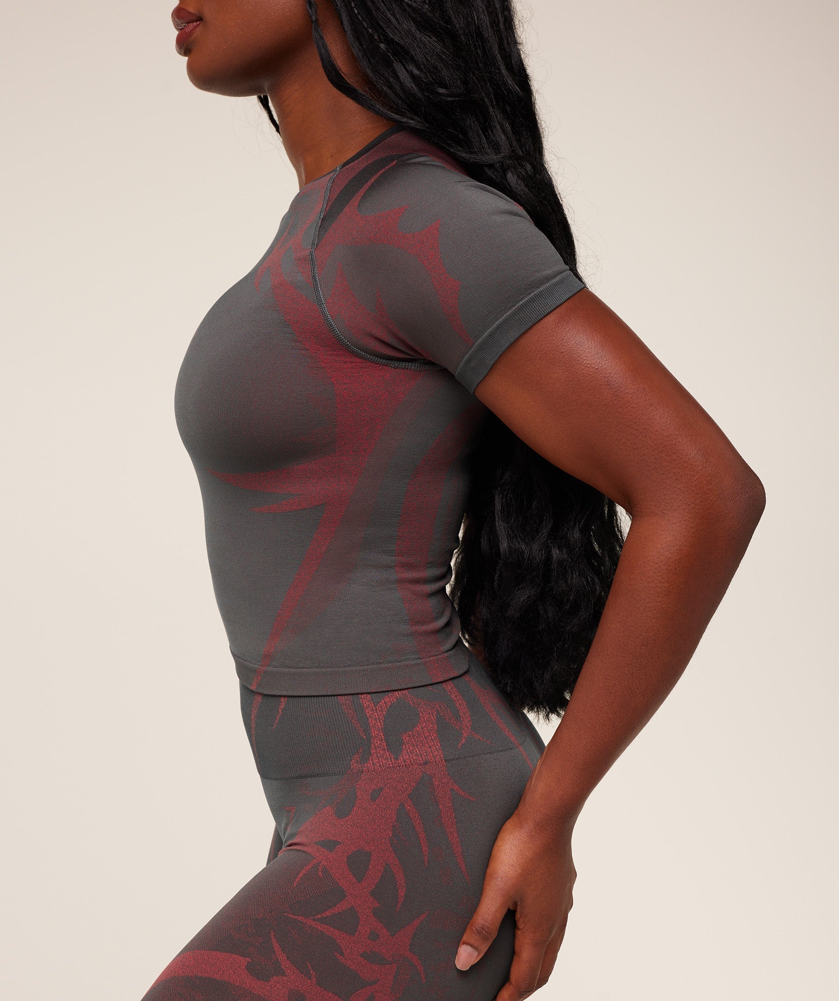 Gymshark Storm Seamless Short Sleeve Top - GS Dark Grey/GS Zesty Red