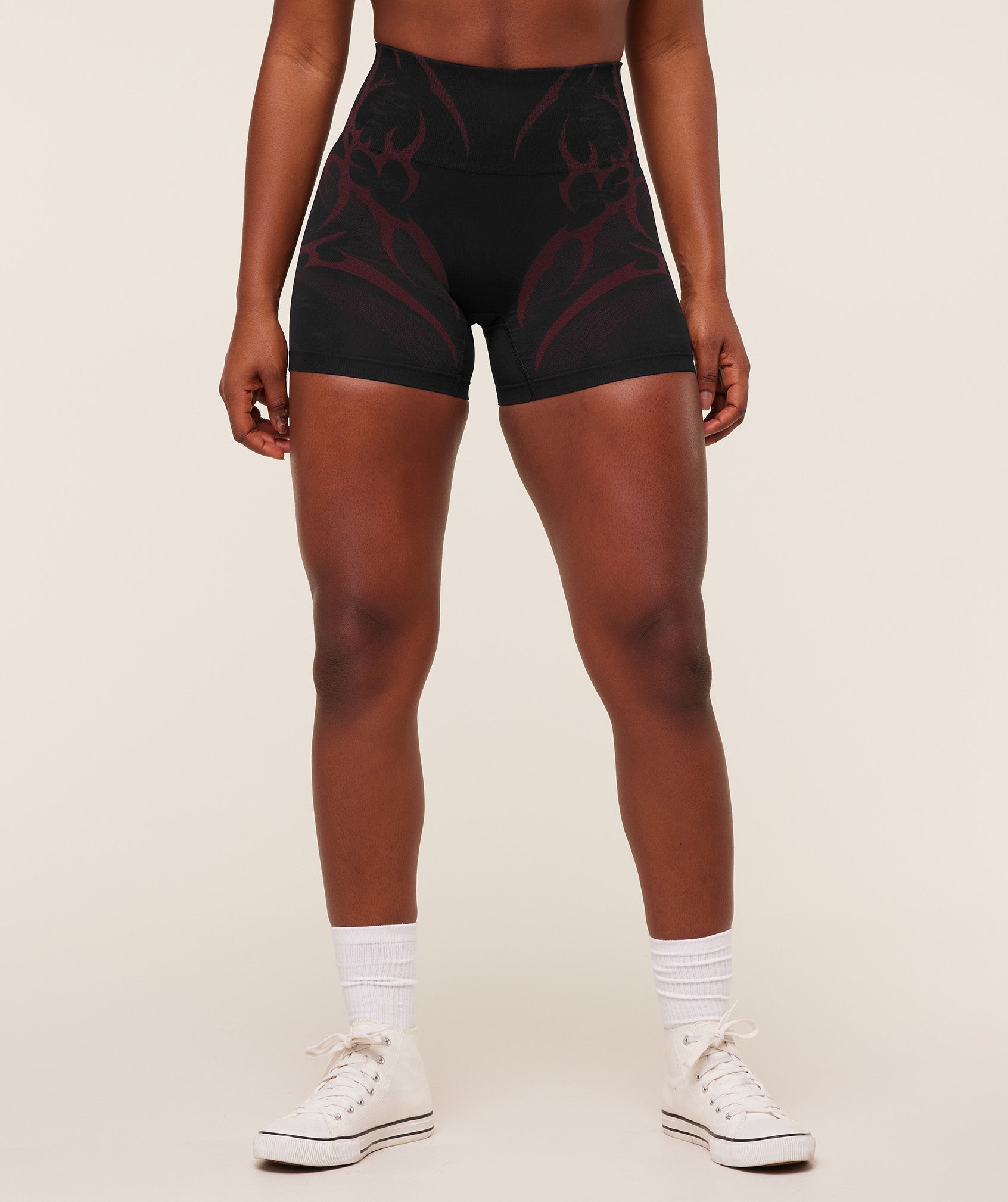 Gymshark Storm Seamless Shorts - Black/Rich Maroon
