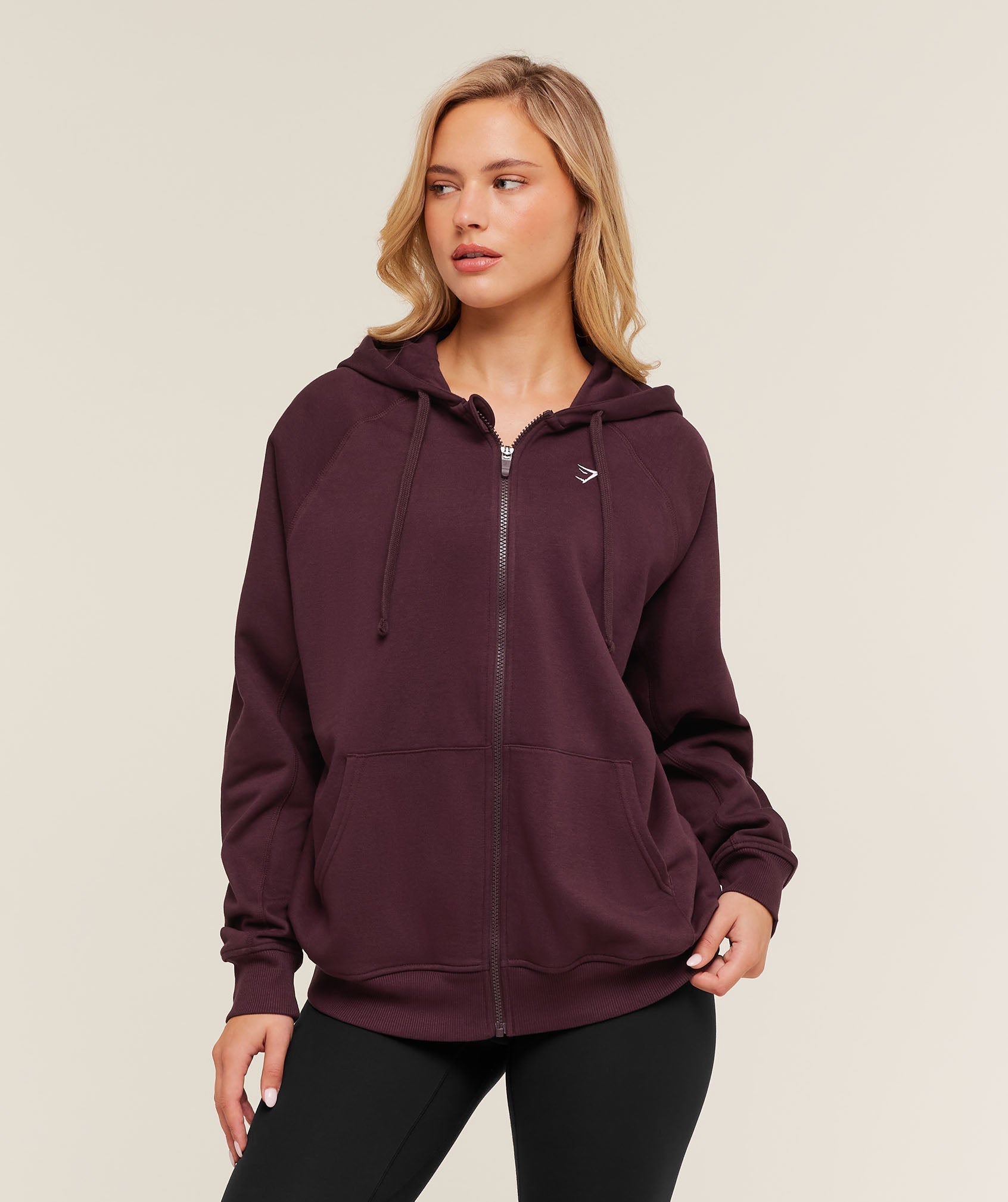 Gymshark Training Fleece Oversized Zip Hoodie - GS Cherry Purple