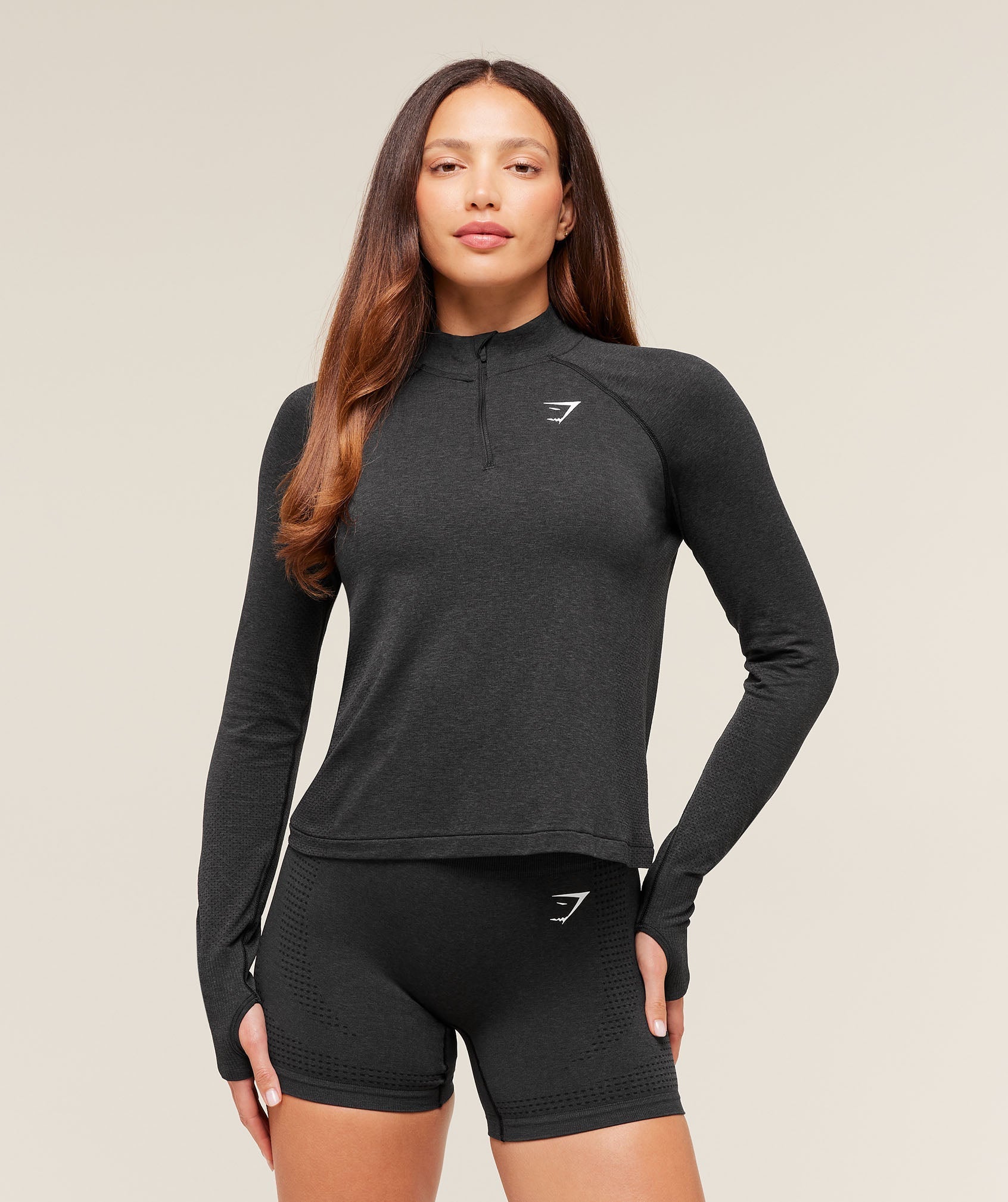 Gymshark Vital 1/4 Zip - Black Marl