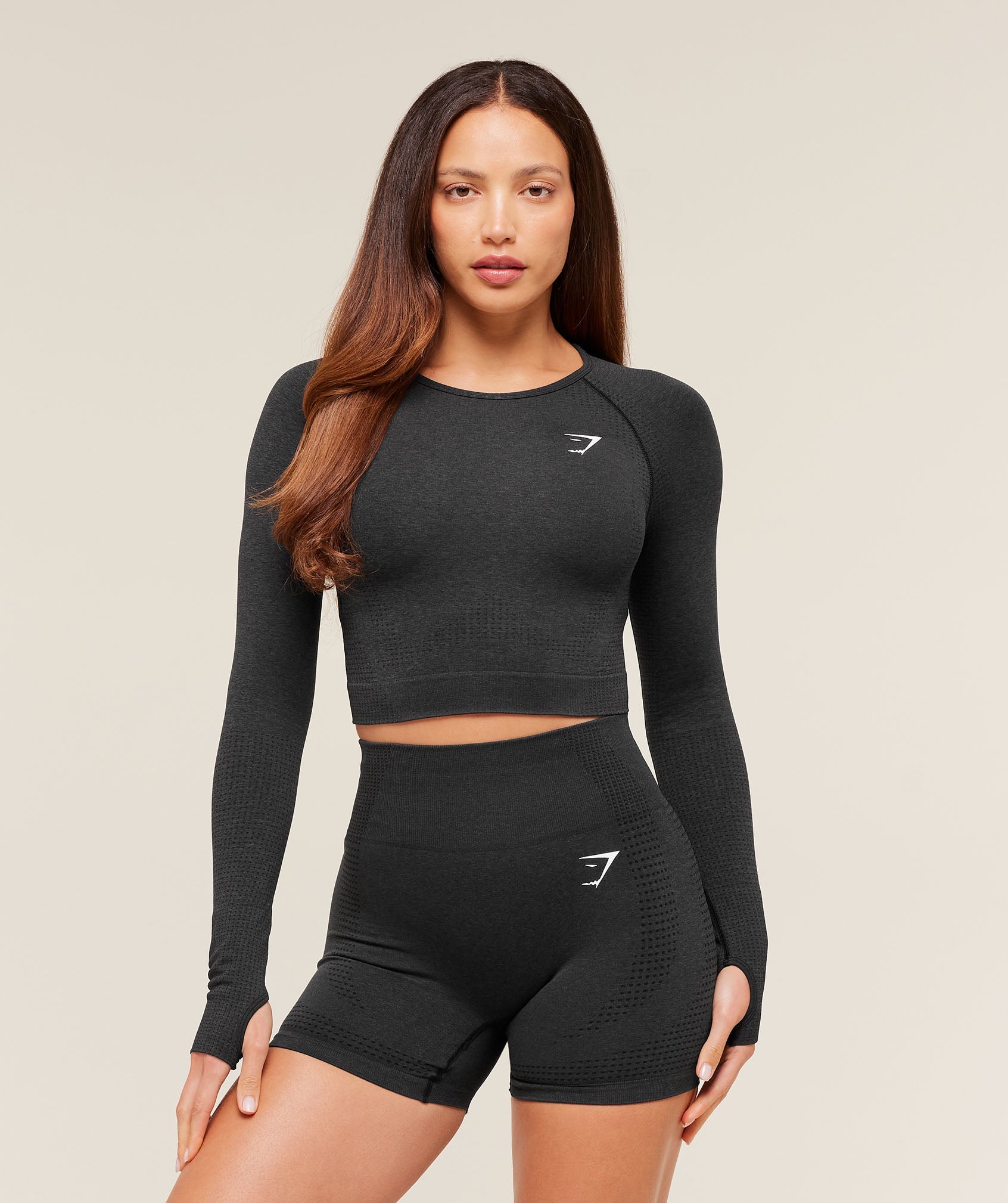 Gymshark Vital Crop Top - Black Marl