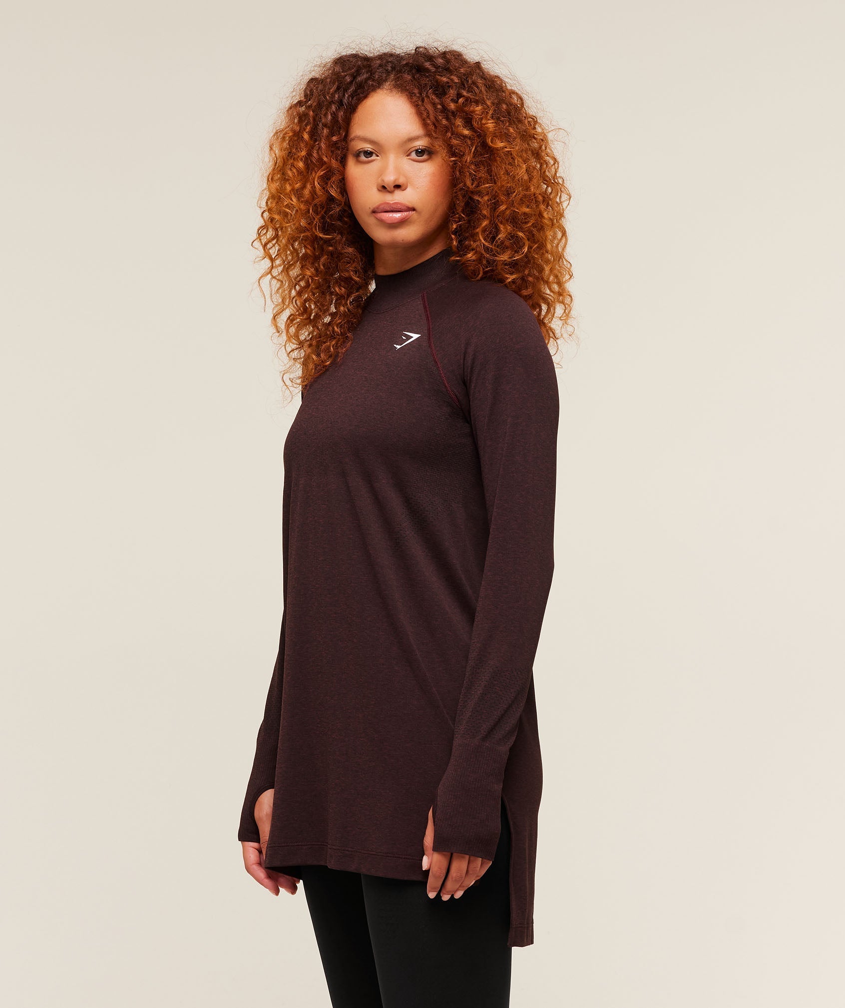Gymshark Vital Long Line Top - Rich Maroon/Marl
