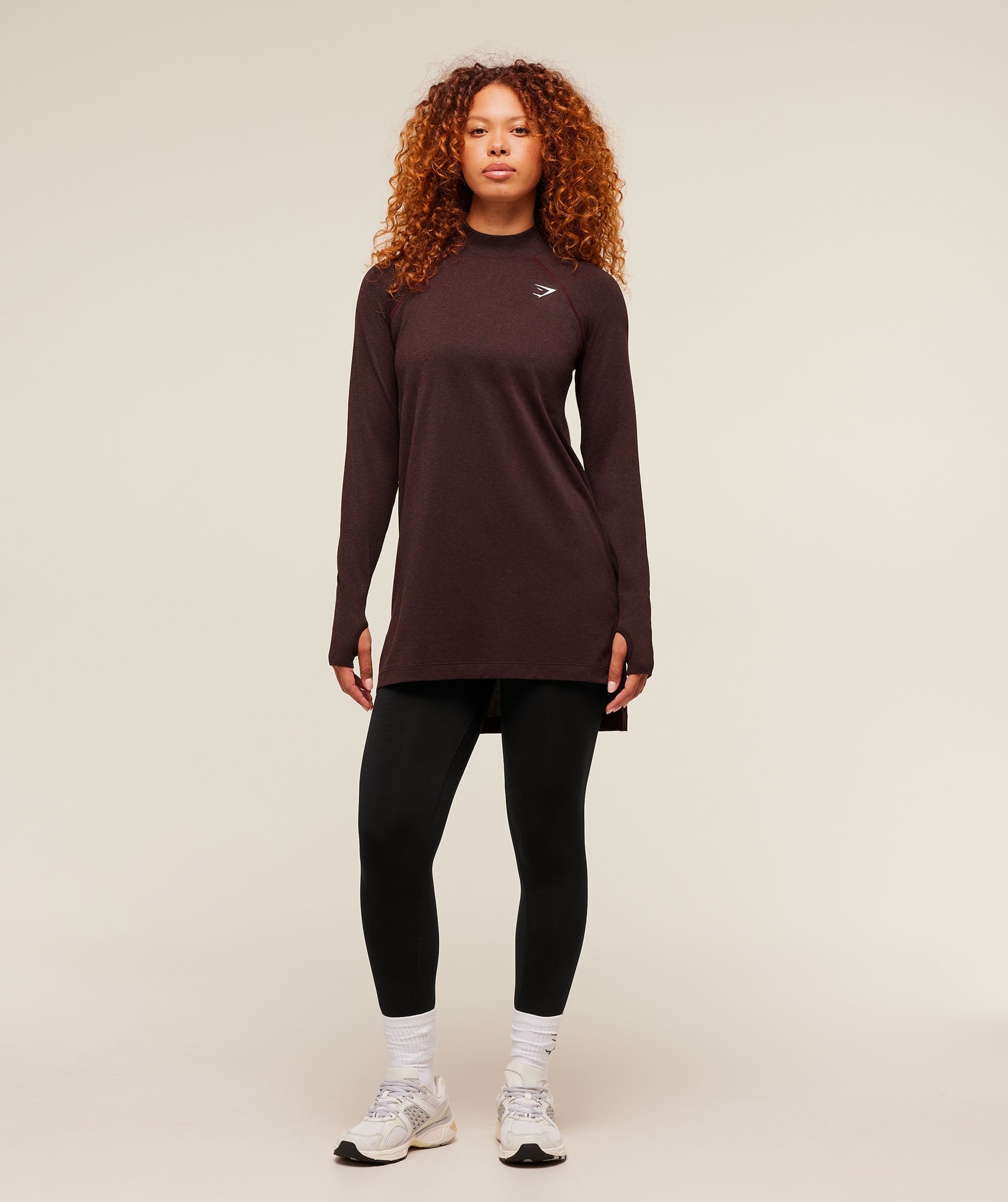 Gymshark Vital Long Line Top - Rich Maroon/Marl