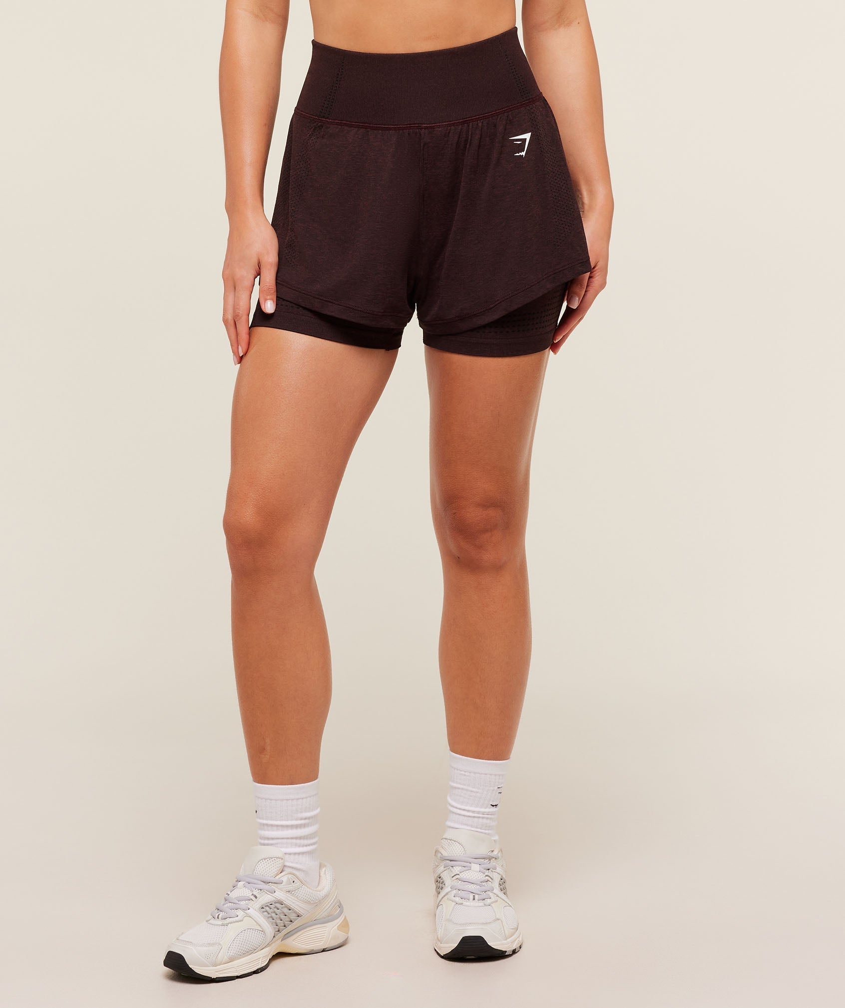 Gymshark Vital 2-in-1 Shorts - Rich Maroon/Marl