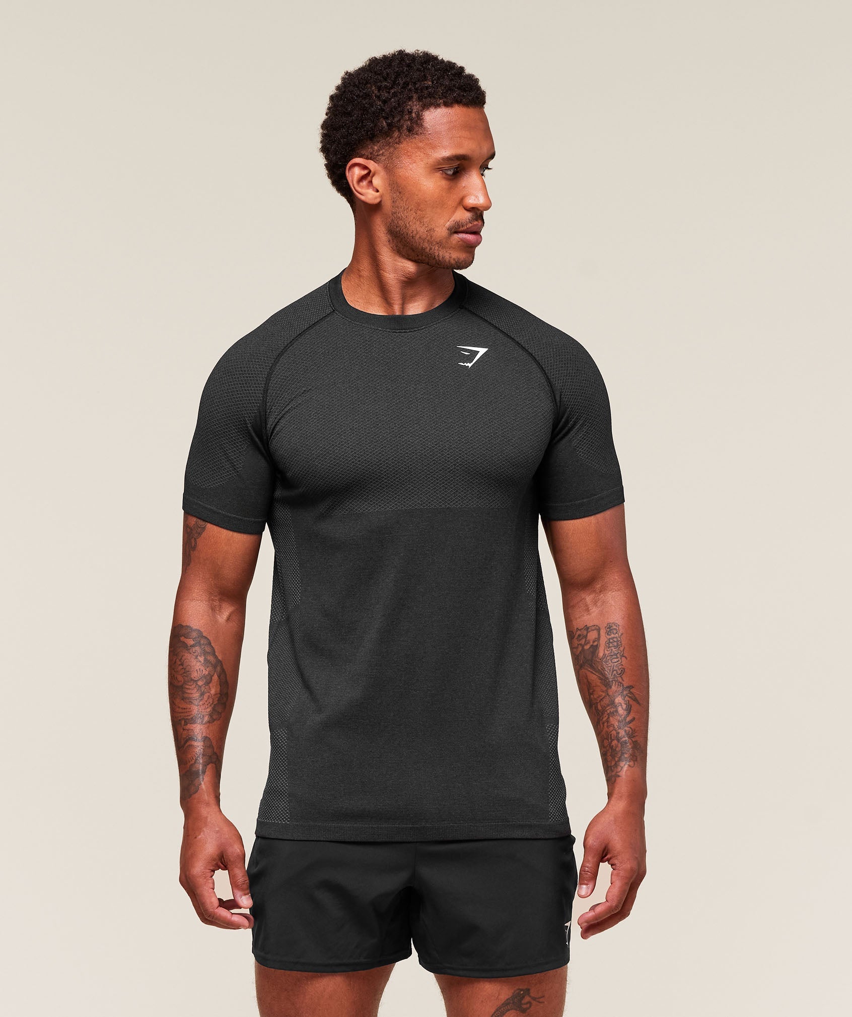 Gymshark Vital Seamless T-Shirt - Black/Silhouette Grey