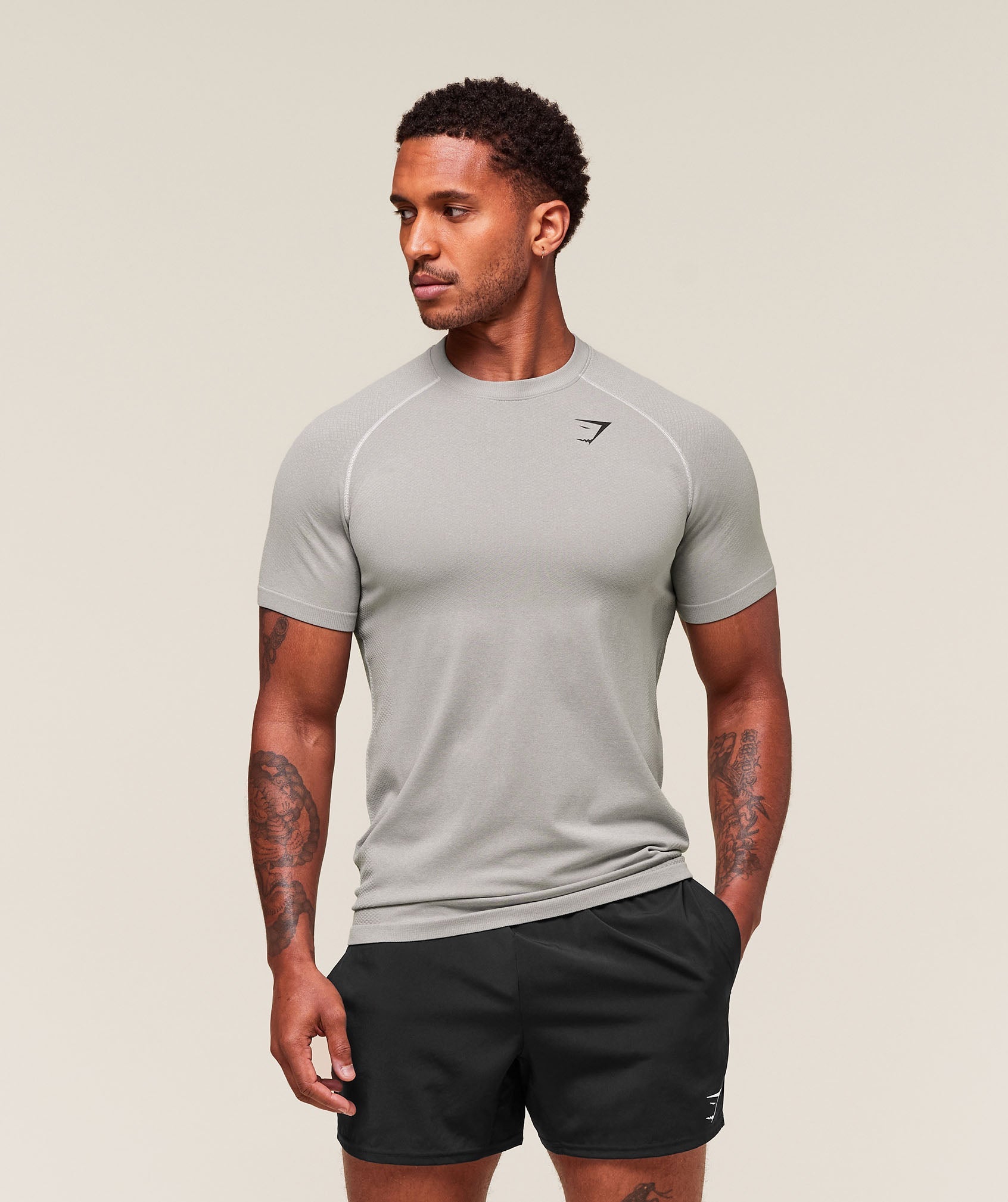 Gymshark Vital Seamless T-Shirt - Light Grey/Smokey Grey