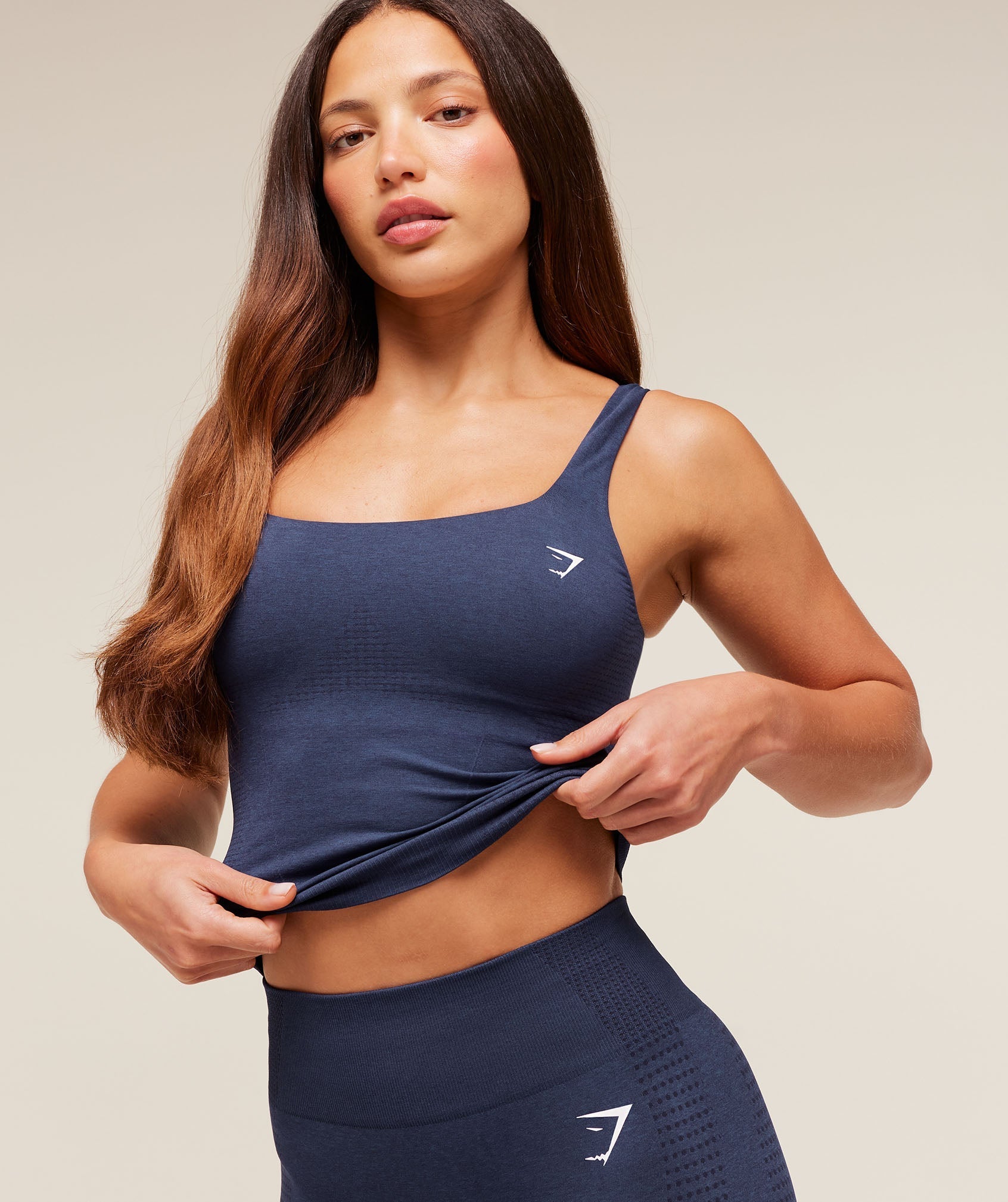 Gymshark Vital Tank With Shelf - Heavy Blue/Marl