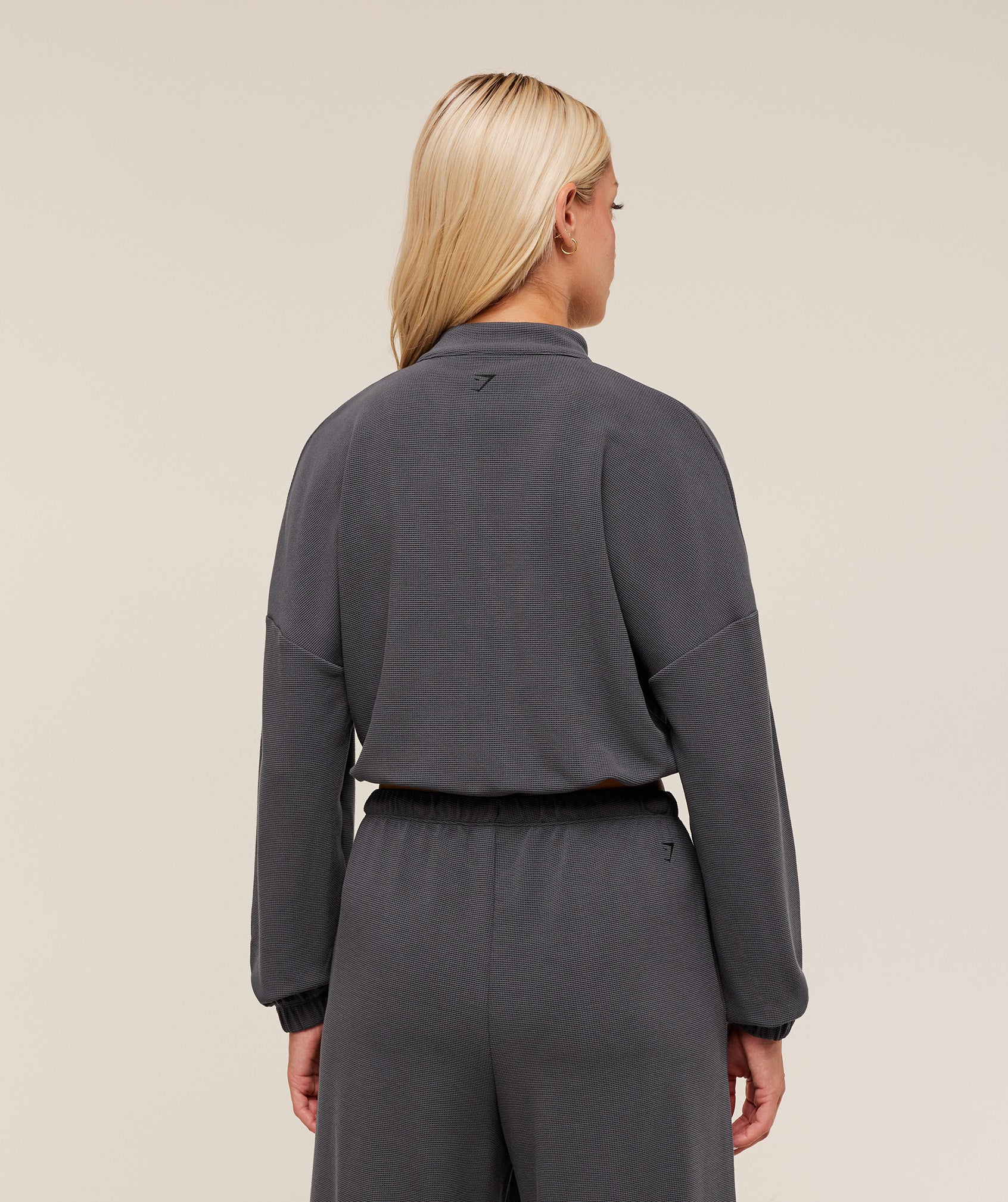 Gymshark Waffle Midi Zip Up Jacket - Onyx Grey