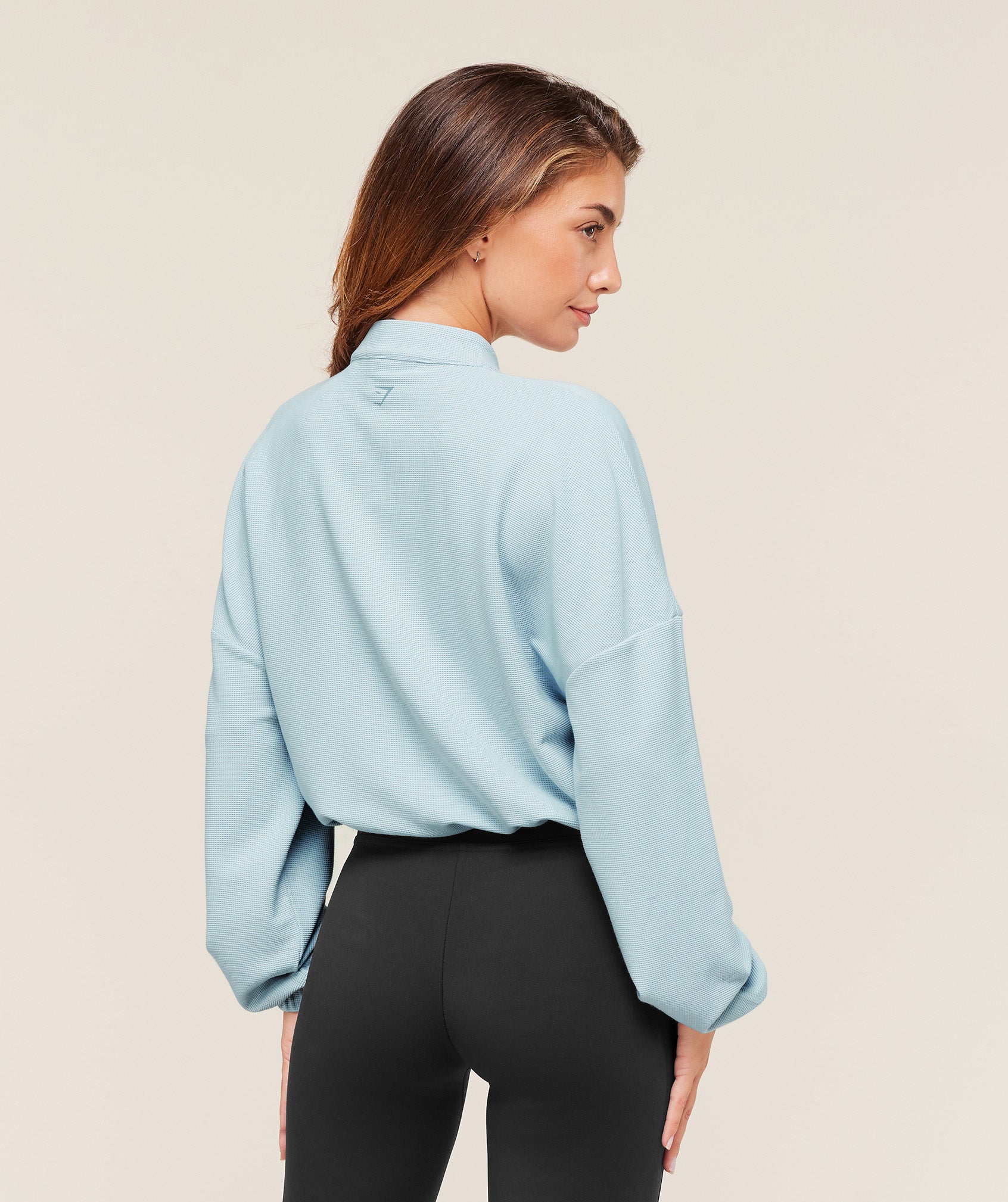 Gymshark Waffle Midi Zip Up Jacket - Smoke Blue