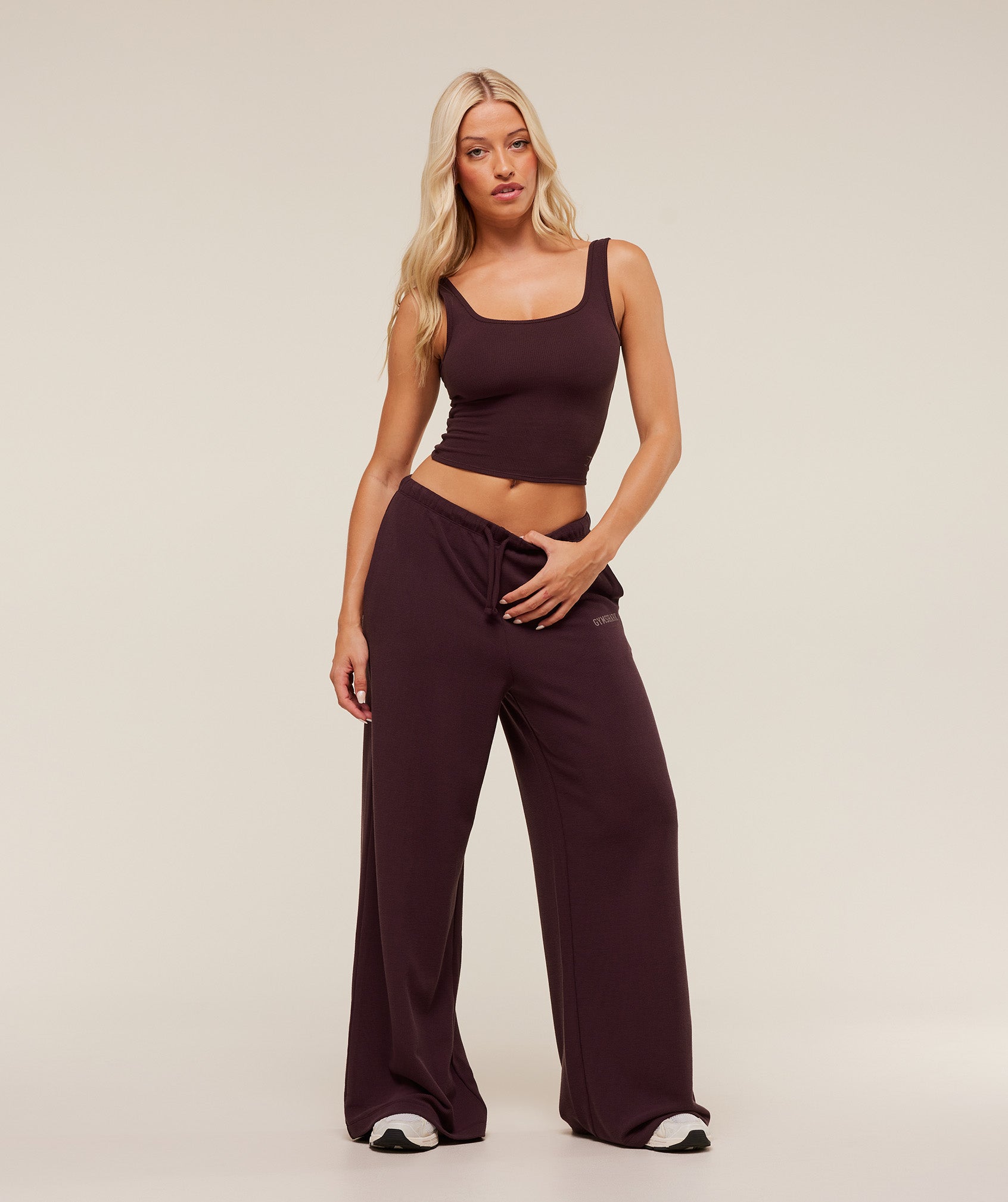 Gymshark Waffle Wide Leg Pants - Cherry Purple