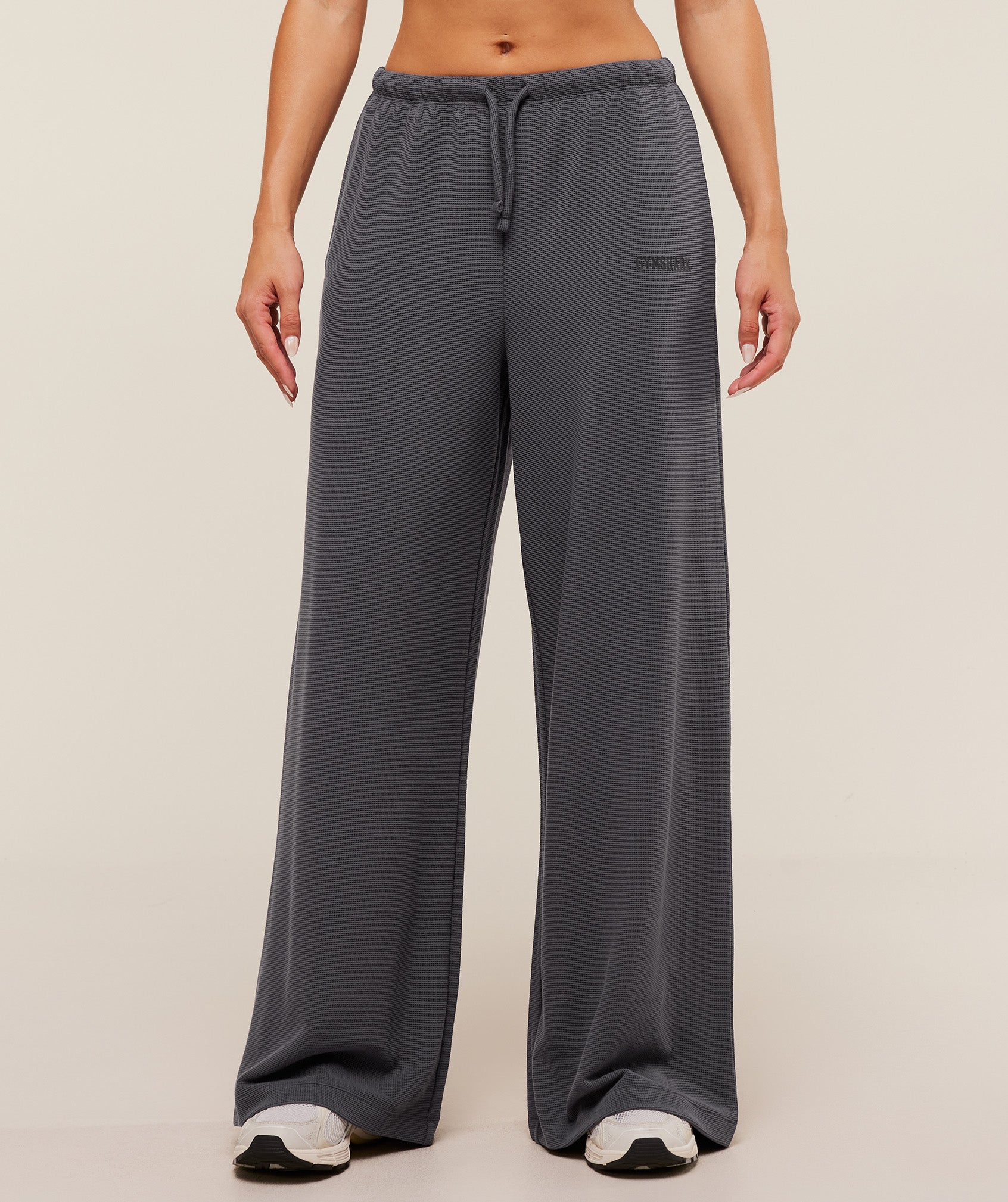 Gymshark Waffle Wide Leg Pants - Onyx Grey
