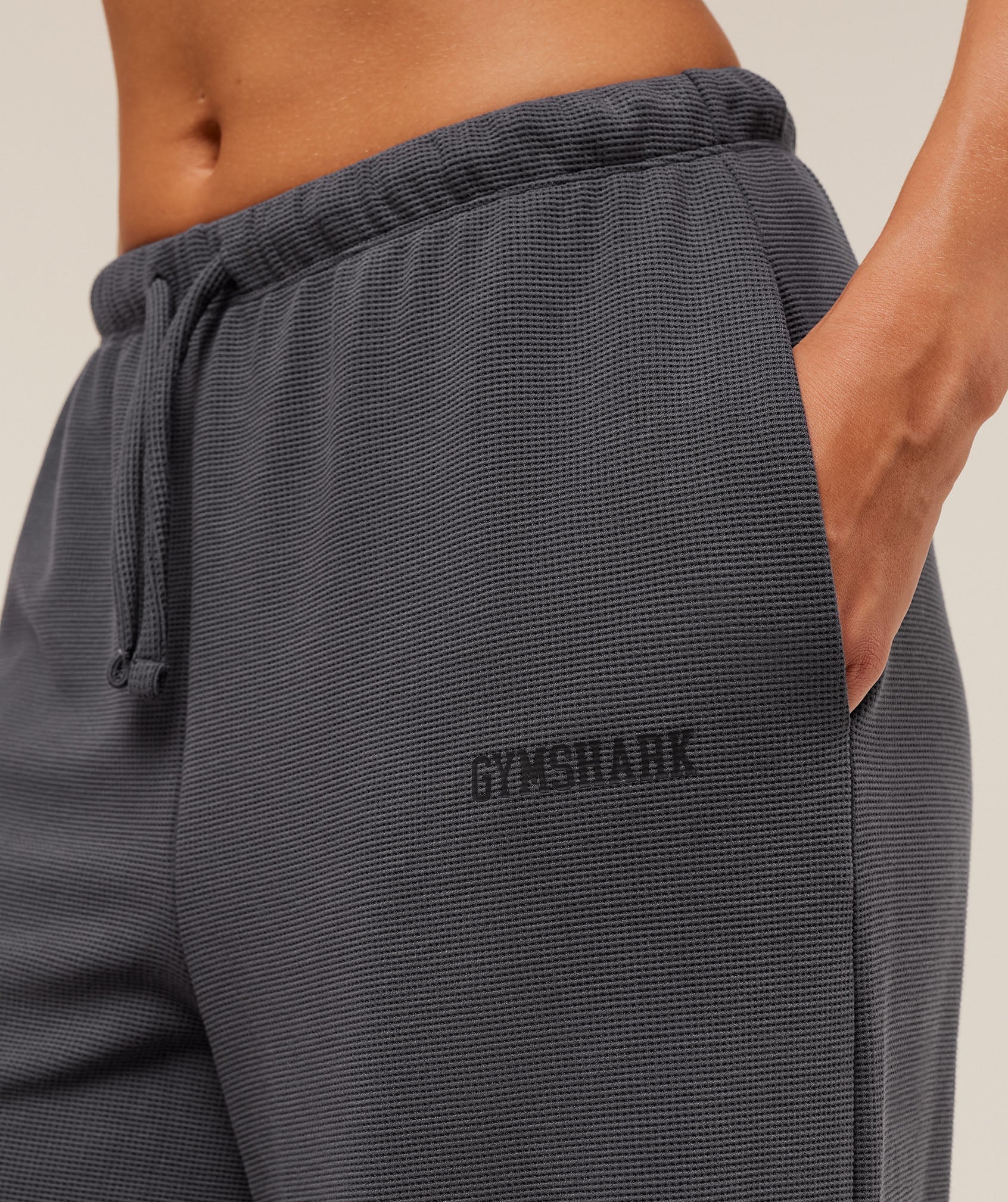 Gymshark Waffle Wide Leg Pants - Onyx Grey
