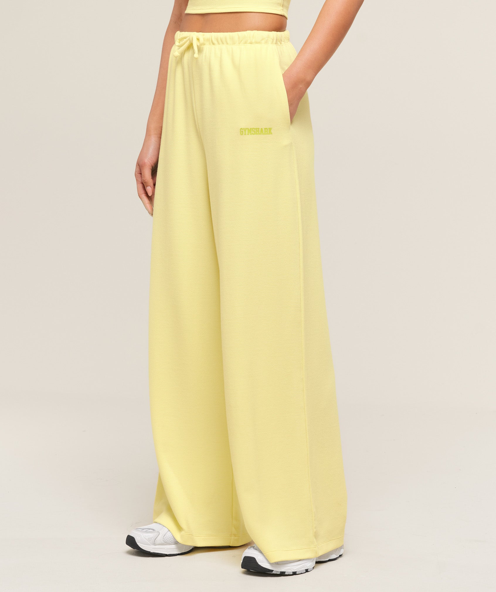 Gymshark Waffle Wide Leg Pants - Refresh Yellow