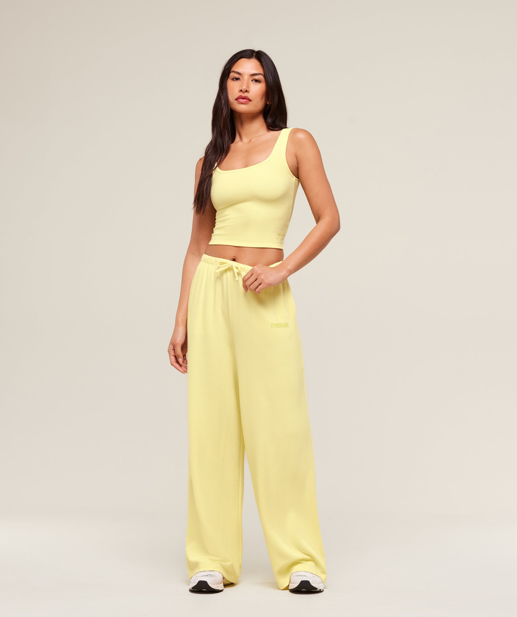 Gymshark Waffle Wide Leg Pants - Refresh Yellow
