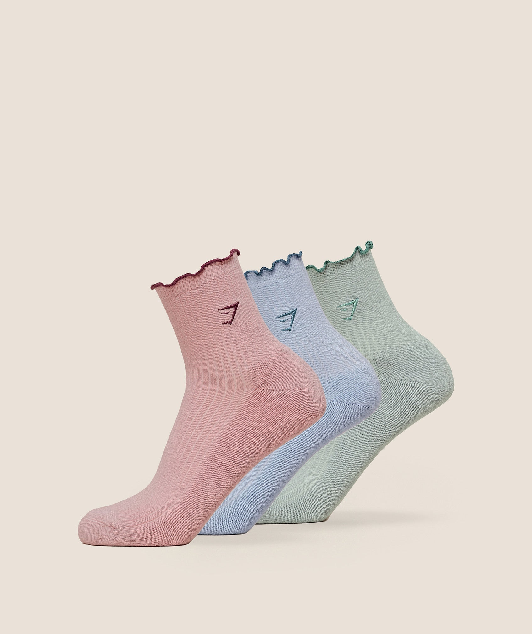 Gymshark Weight Doodle Graphic Frill Midi 3pk - Cloud Pink/Smoke Blue/Peri Blue