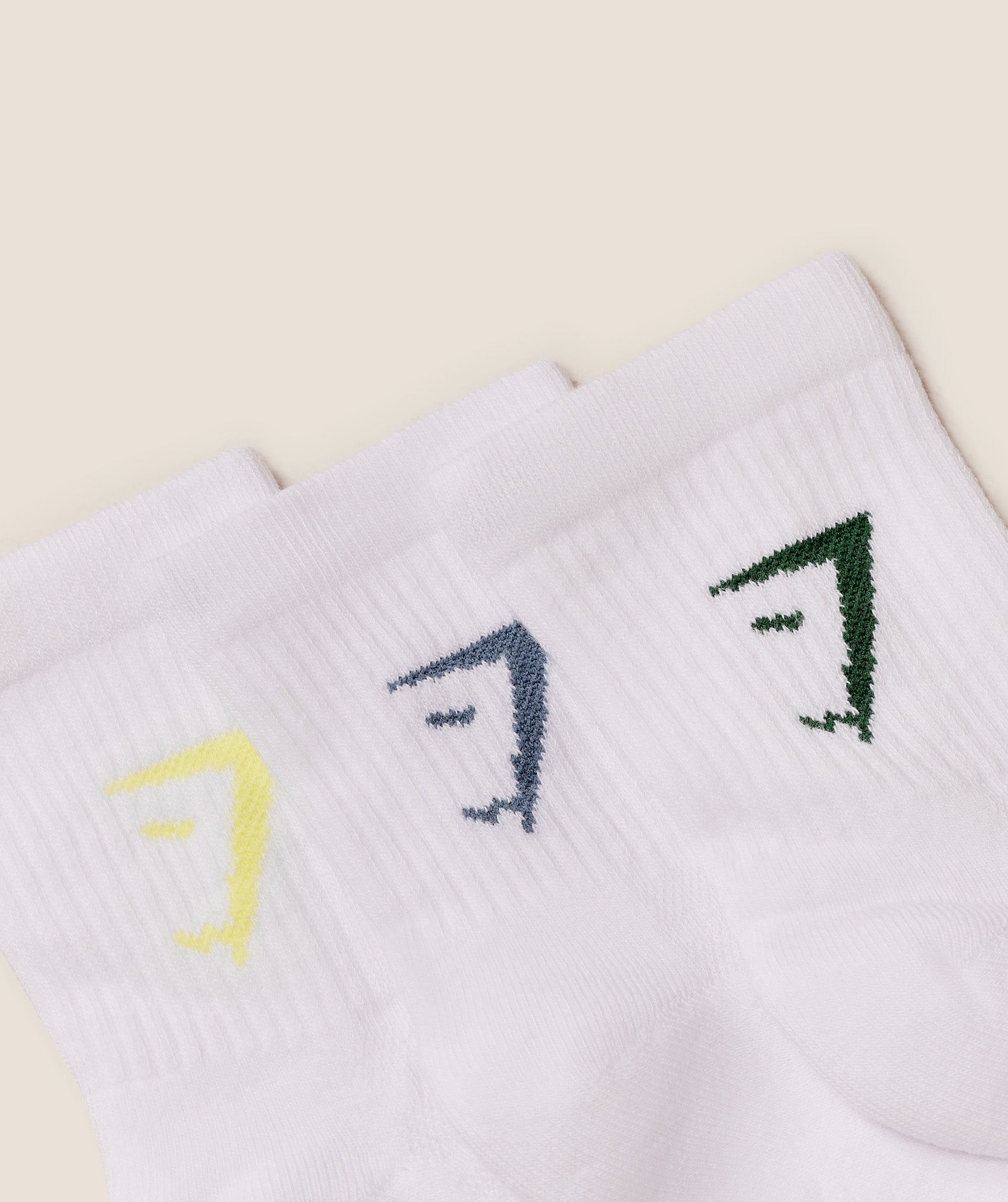Gymshark Midi 3pk Socks - Lift Green/Worn Blue/Sorbet Yellow