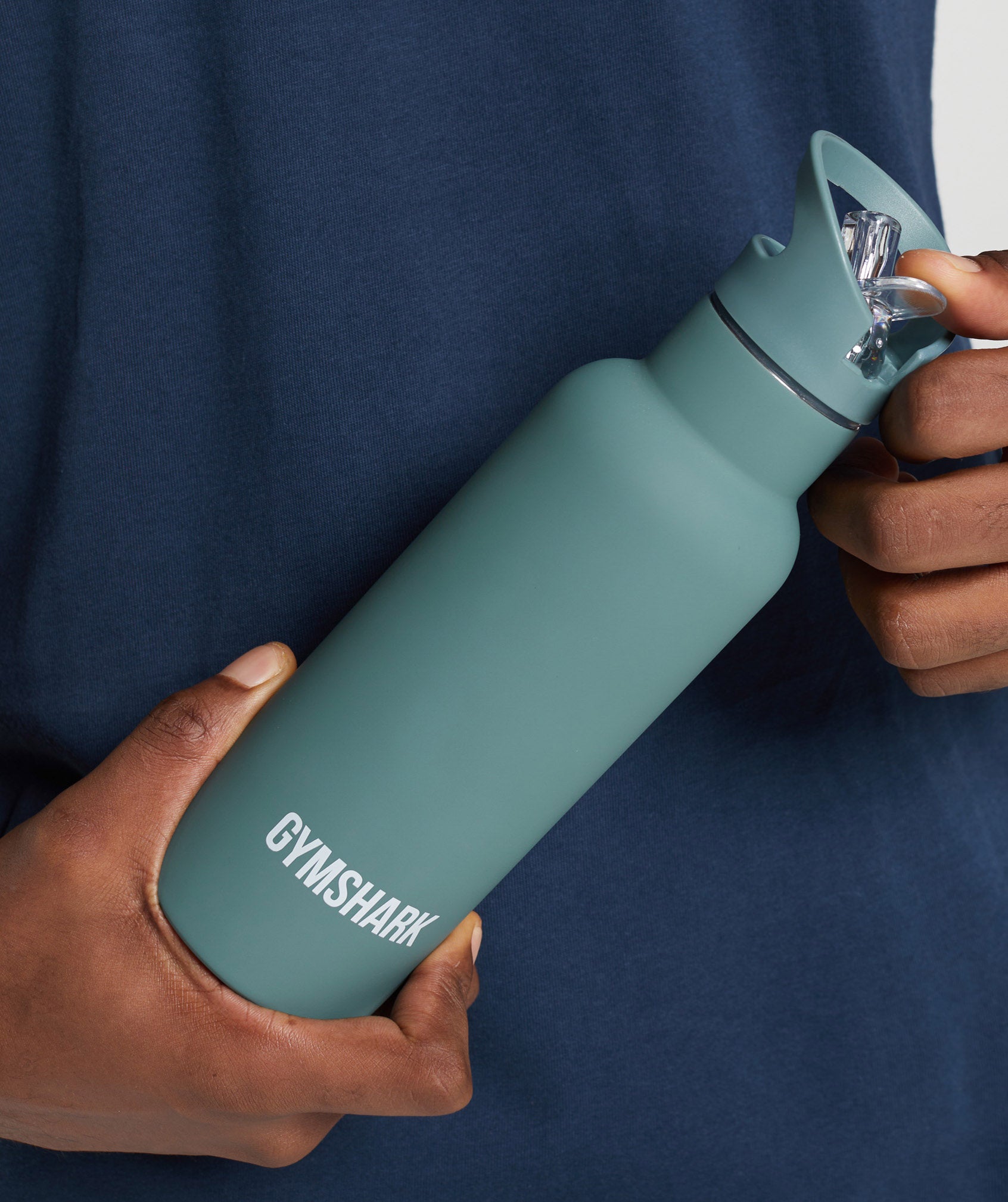 Gymshark 500ml Straw Flask - Thunder Blue