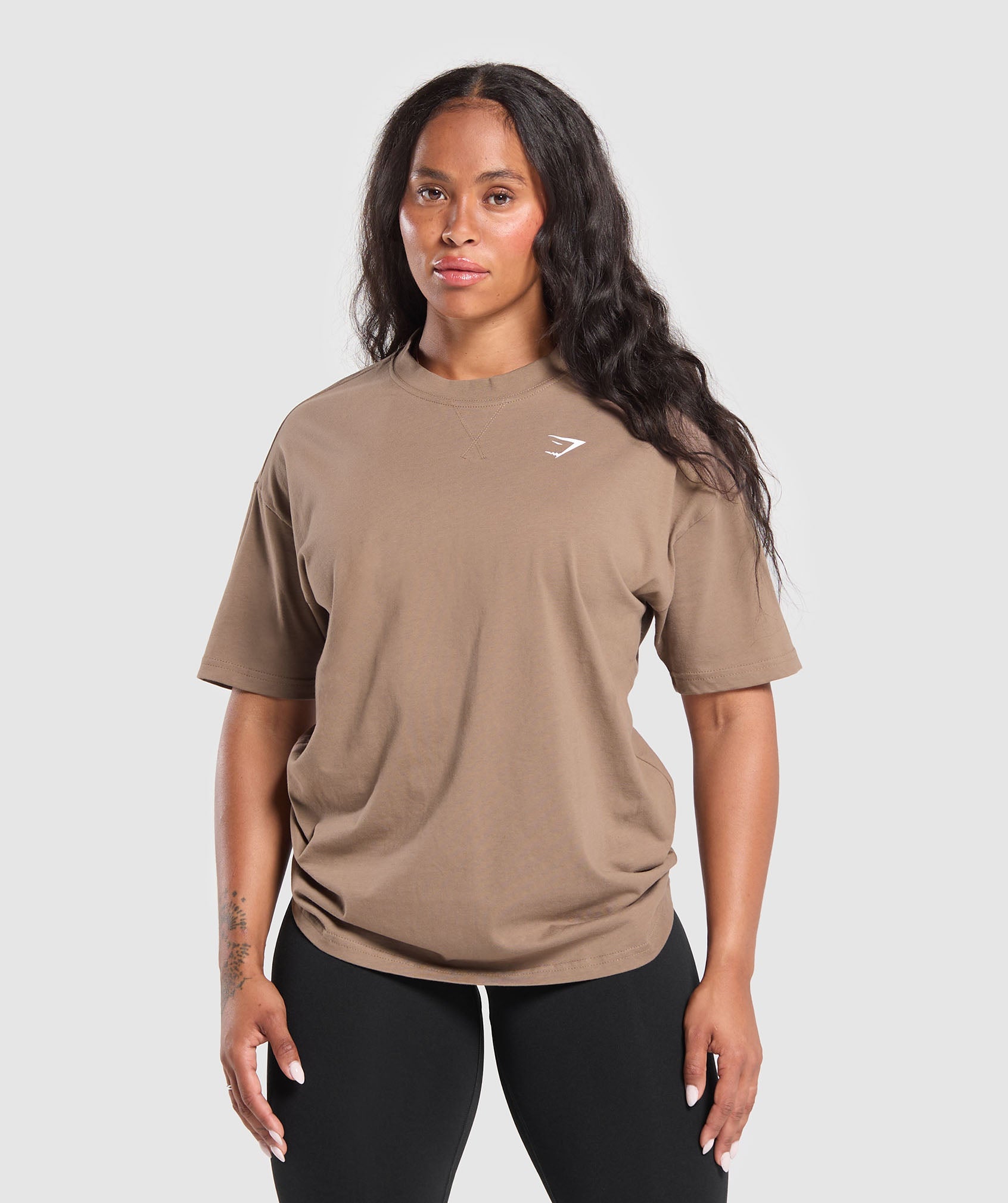 Gymshark Adapt Camo Graphic Oversized Top - Soul Brown