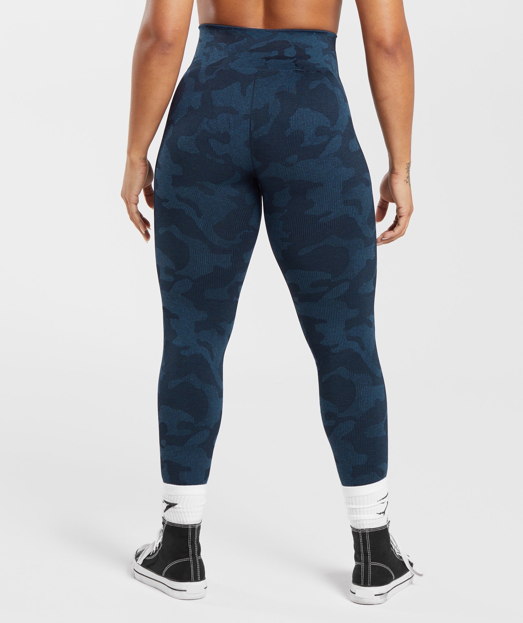 Adapt Camo Seamless Ribbed Leggings - Midnight Blue/Ash Blue