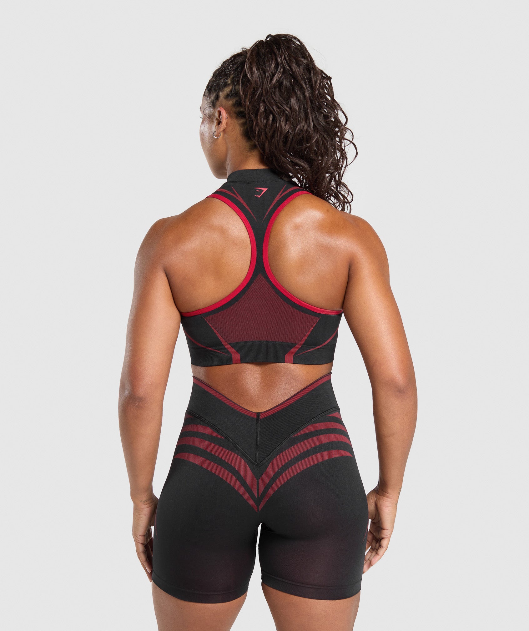 Gymshark Apex Lift Seamless Crop Top - Black/Carmine Red