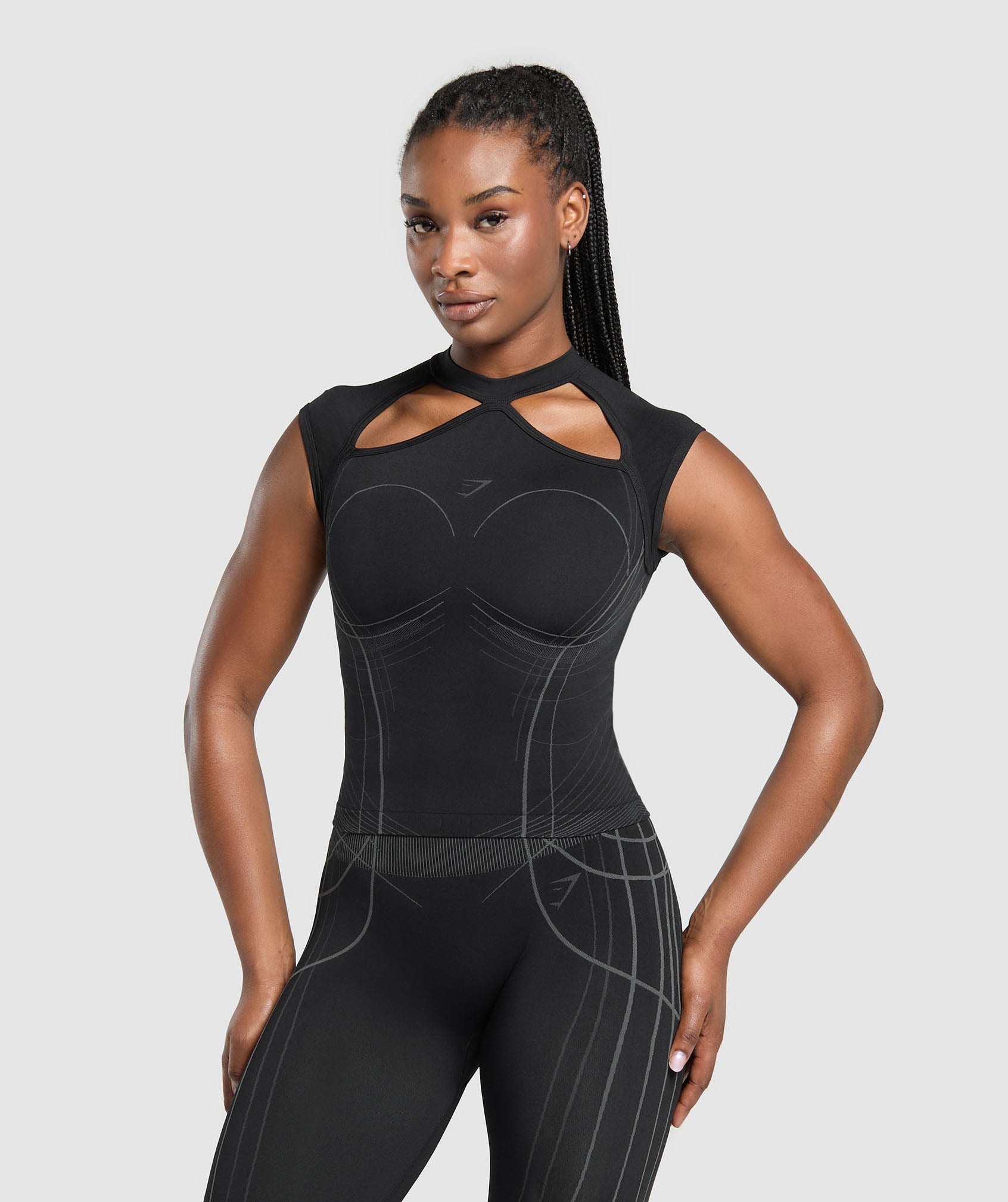 Gymshark Apex Seamless Midi T-Shirt - Black/Graphite Grey