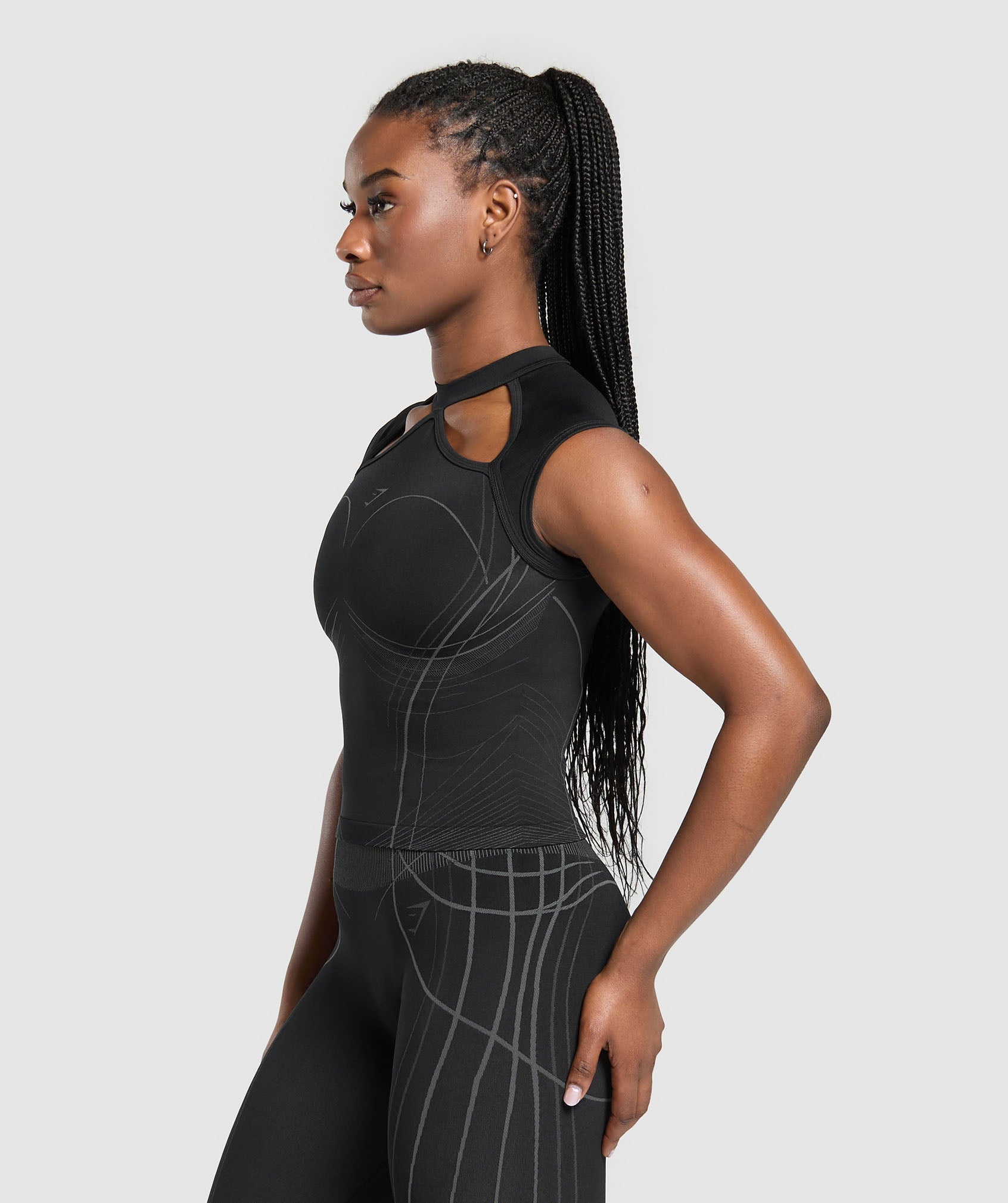 Gymshark Apex Seamless Midi T-Shirt - Black/Graphite Grey