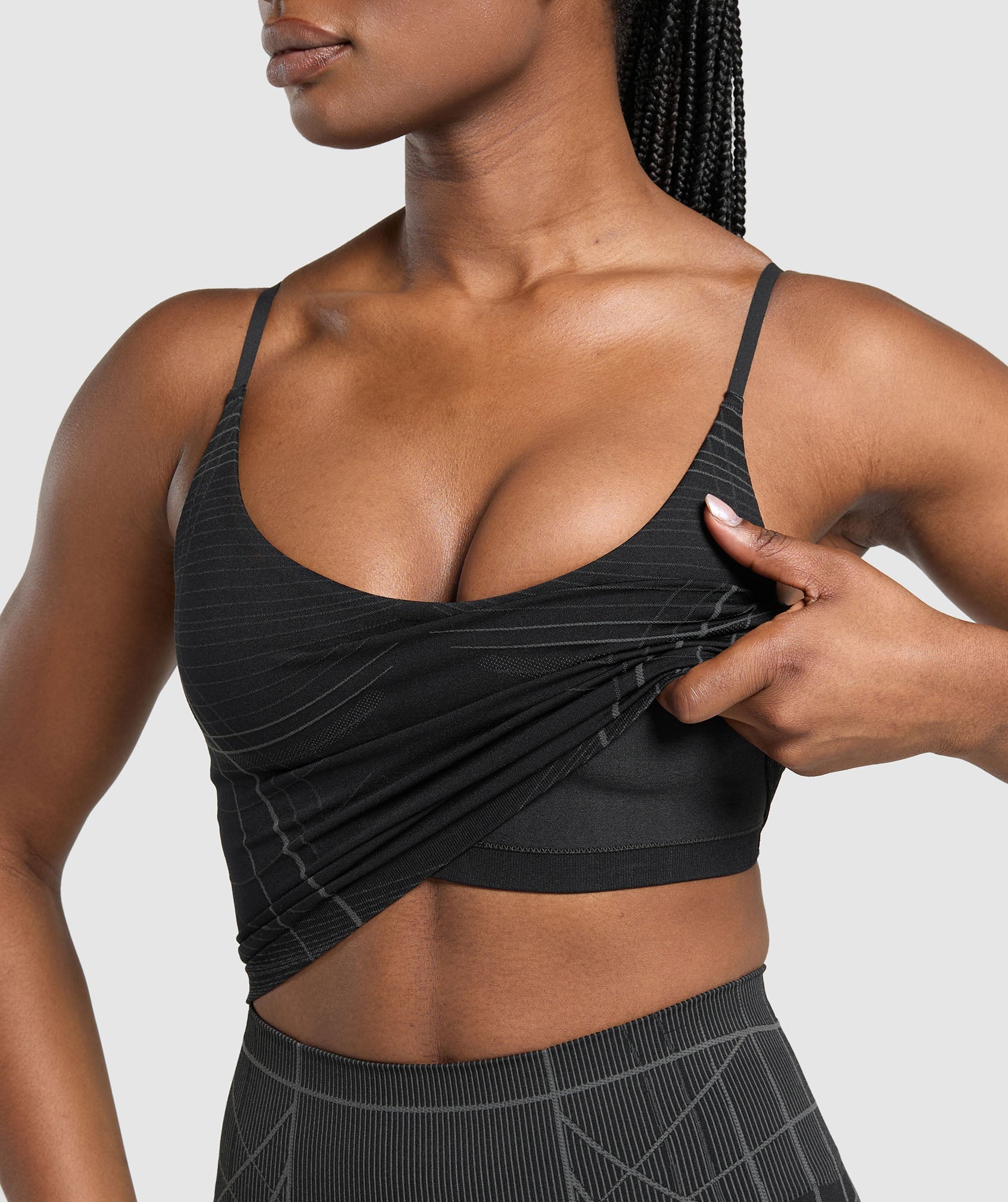 Gymshark Apex Seamless Midi Tank With Shelf - Black/Graphite Grey