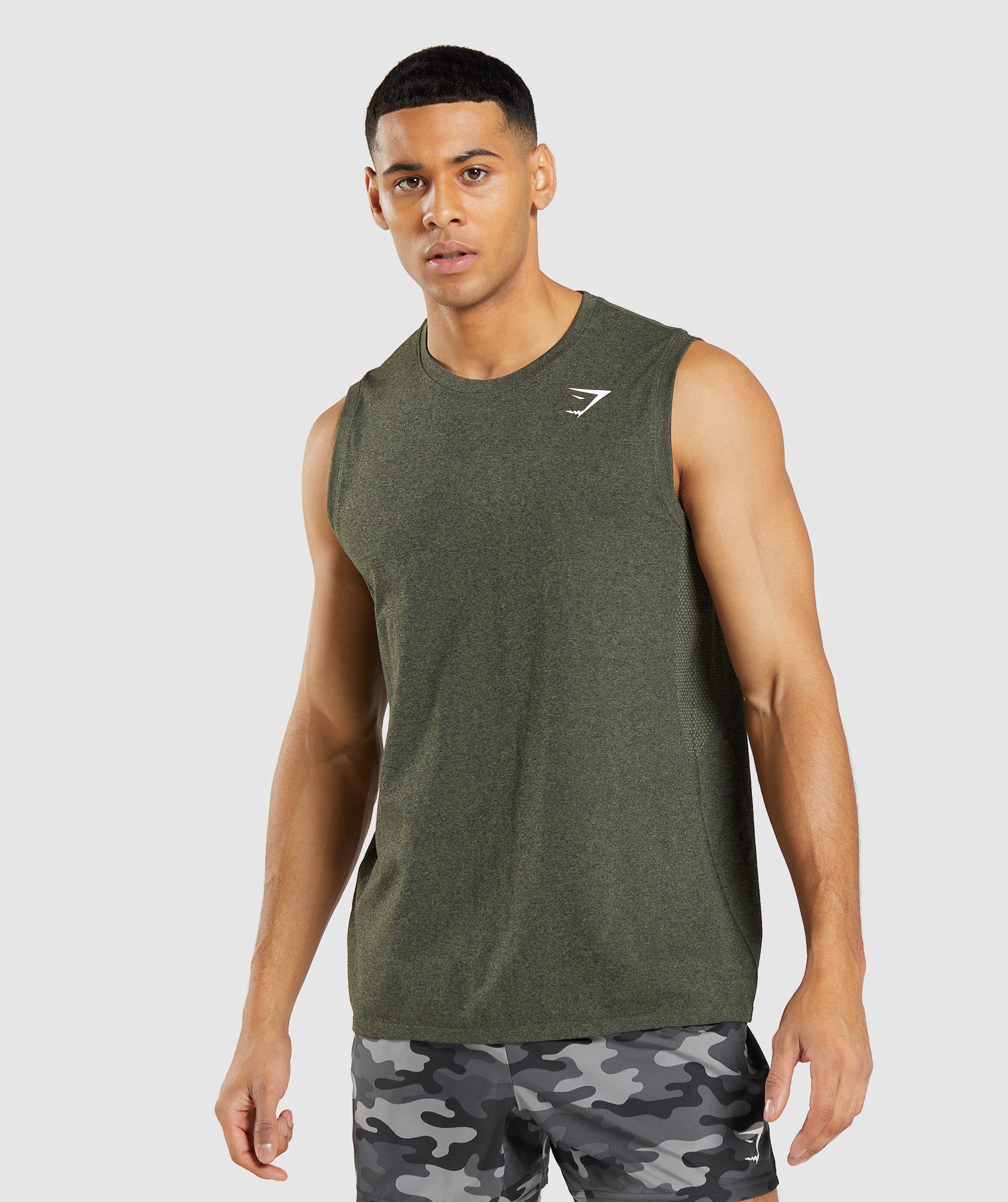 Gymshark Arrival Seamless Tank - Core Olive Marl