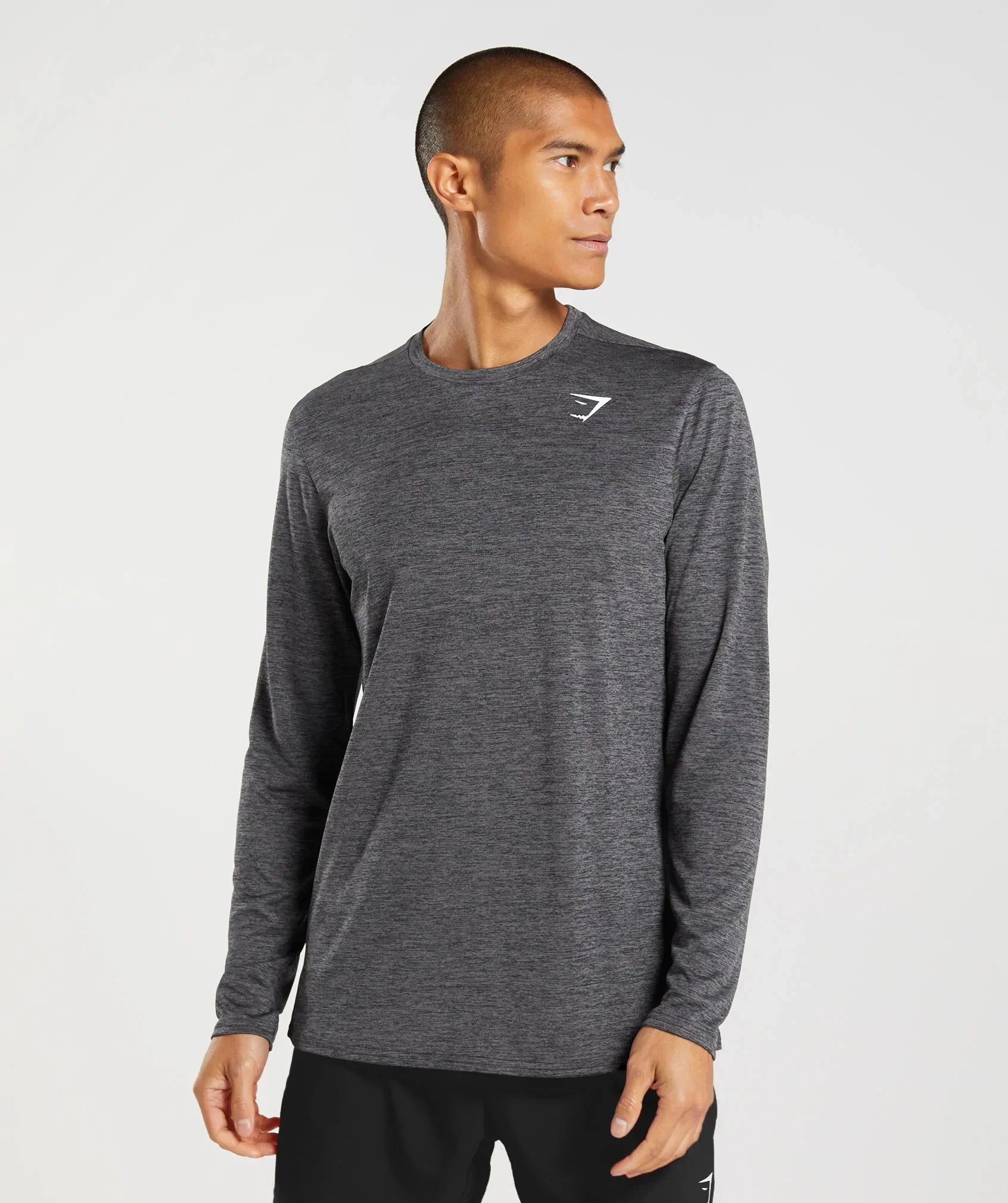 Gymshark Arrival Long Sleeve T-Shirt - Black/Silhouette Grey Marl