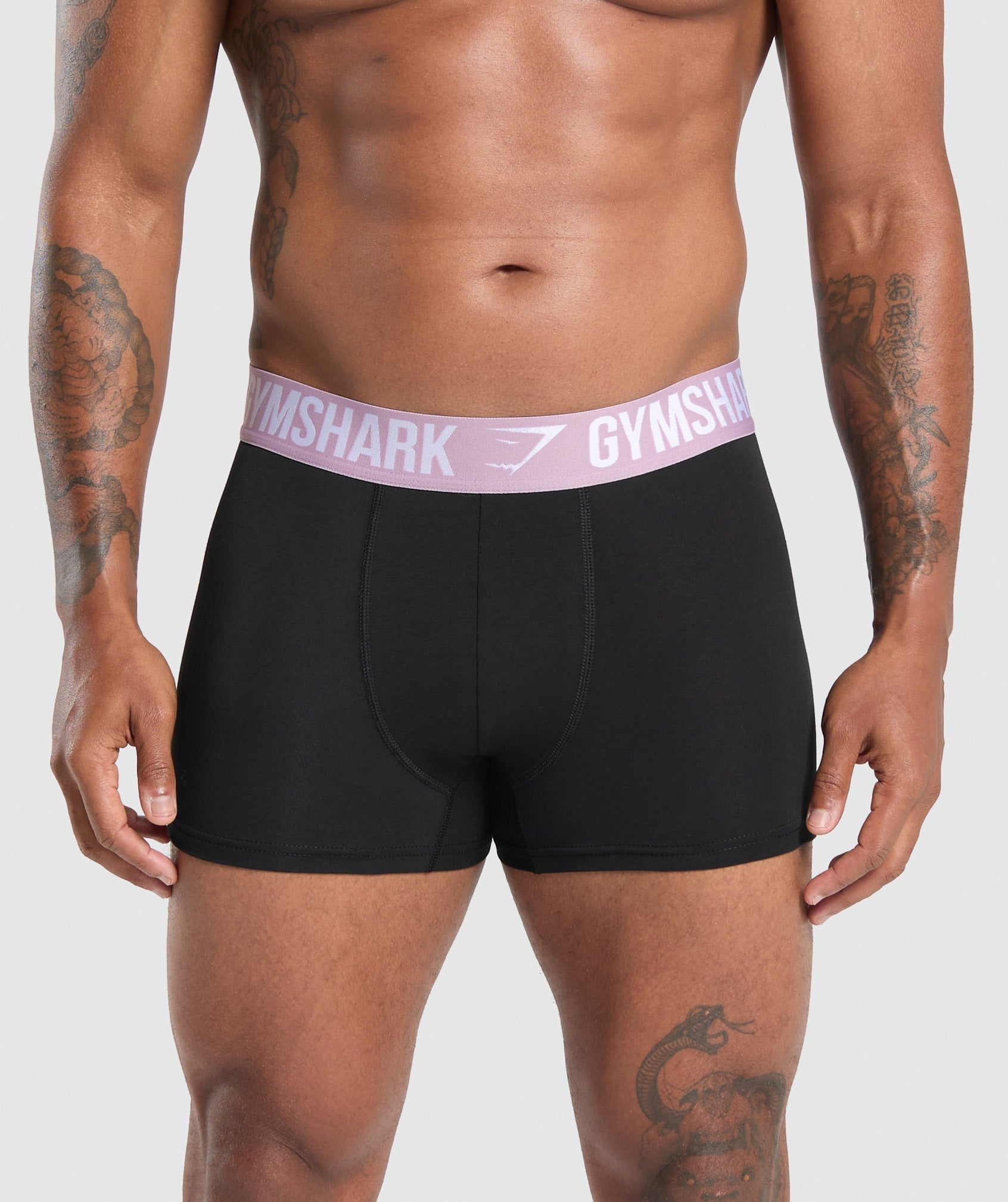 Gymshark Boxer Brief 3PK - Black/Warm Lilac/Black/Cargo Blue/Black/Reps Red
