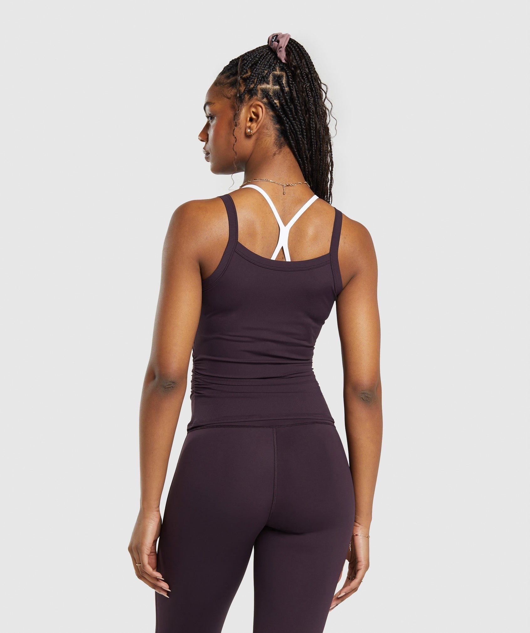 Gymshark Elevate Ruched Tank - Plum Brown