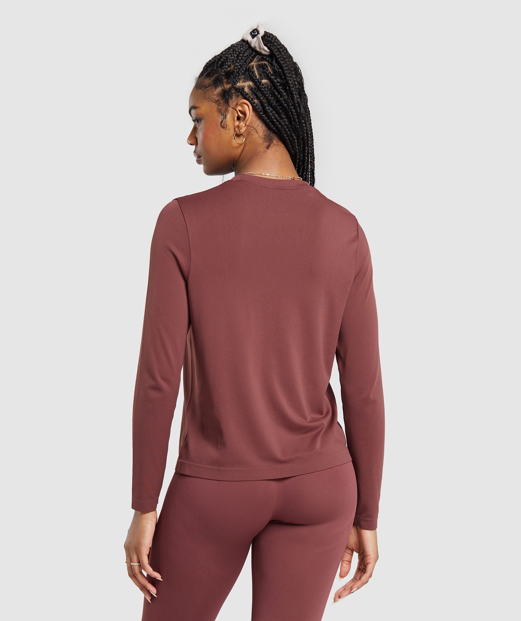 Gymshark Everyday Seamless Long Sleeve Top - Burgundy Brown