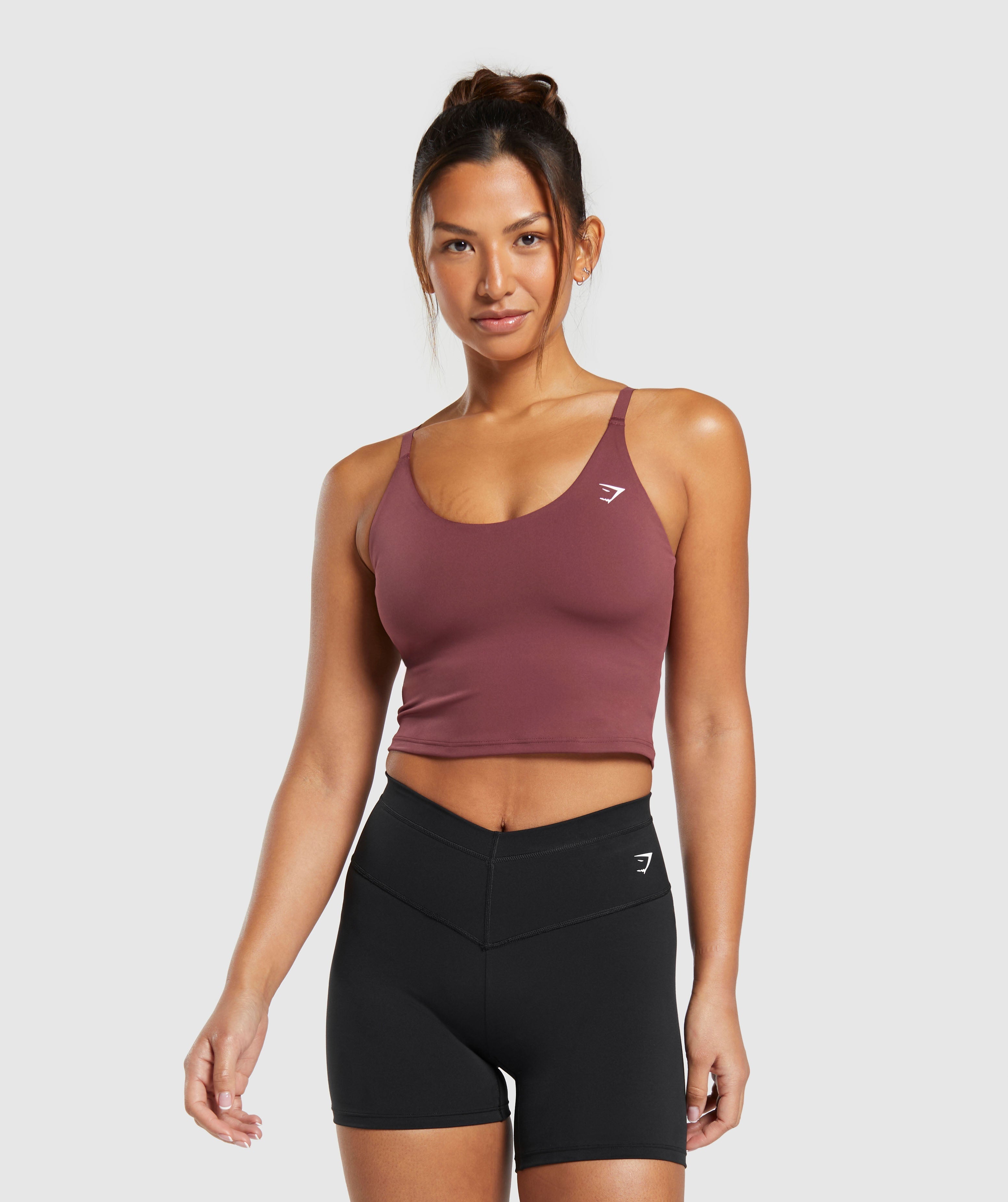 Gymshark Training Cami Tank With Shelf - Burgundy Brown