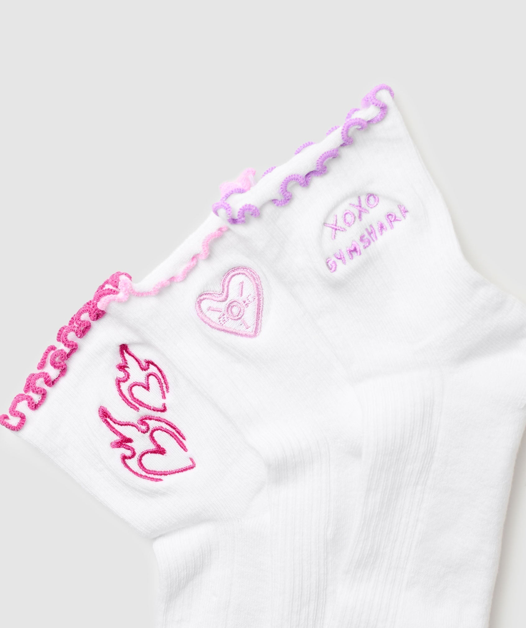 Gymshark Frill Midi Sock 3pk - White/Sour Pink/Active Purple/Winning Pink