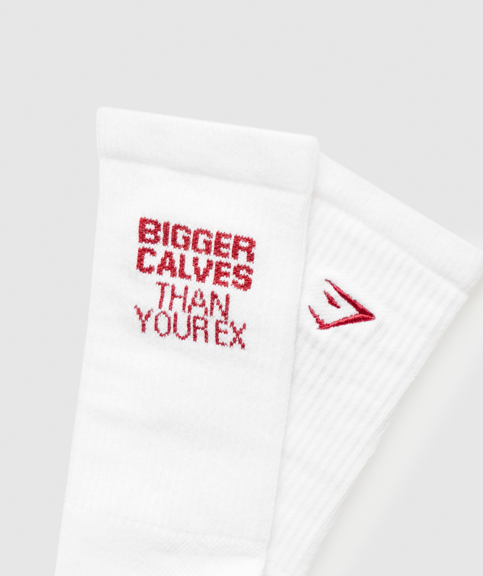 Gymshark Bigger Calves Than Your Ex Graphic Crew Socks - White