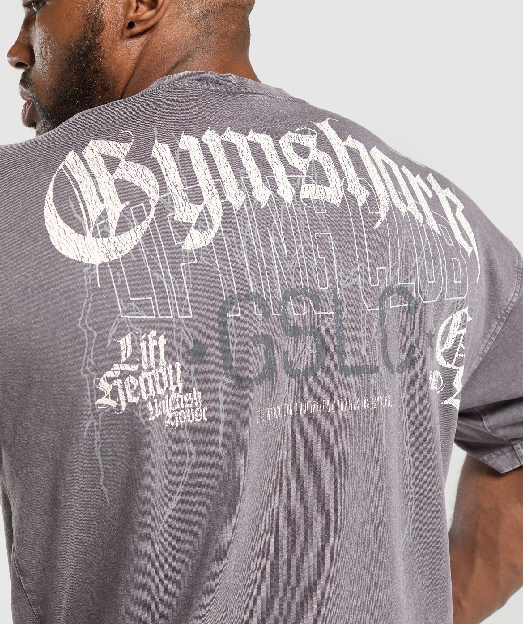 Gymshark Distressed Graphic T-shirt - Brushed Purple Acid Wash