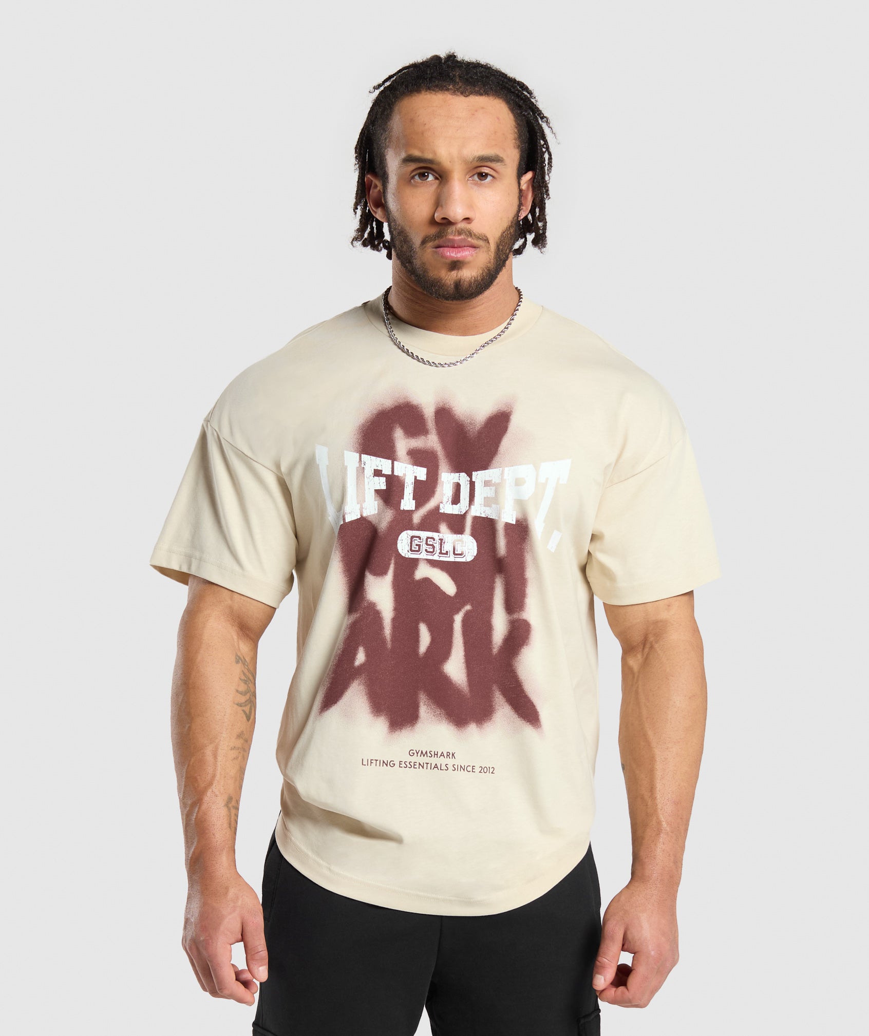 Gymshark Lifting Dept Graffiti T-Shirt - Ecru White